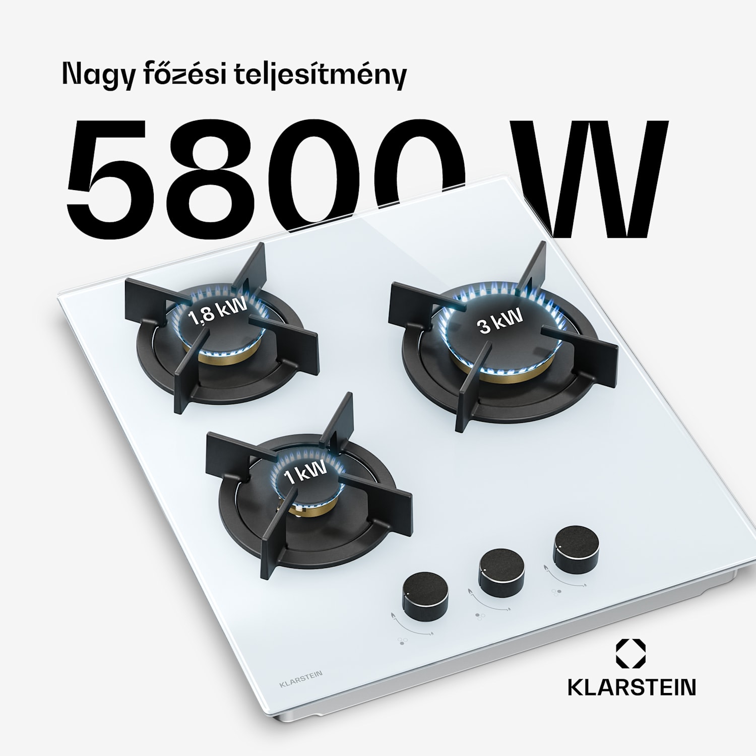 Goldflame gáz főzőlap | 3 égő elektromos gyújtással | földgáz és PB-gáz | 5800 W | 45 cm 