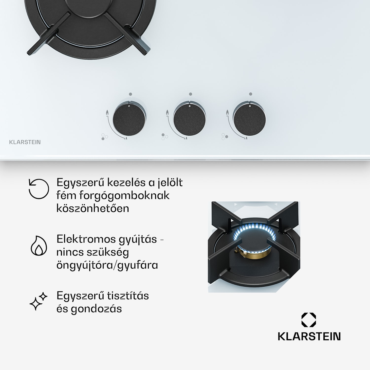 Goldflame gáz főzőlap | 3 égő elektromos gyújtással | földgáz és PB-gáz | 5800 W | 45 cm 