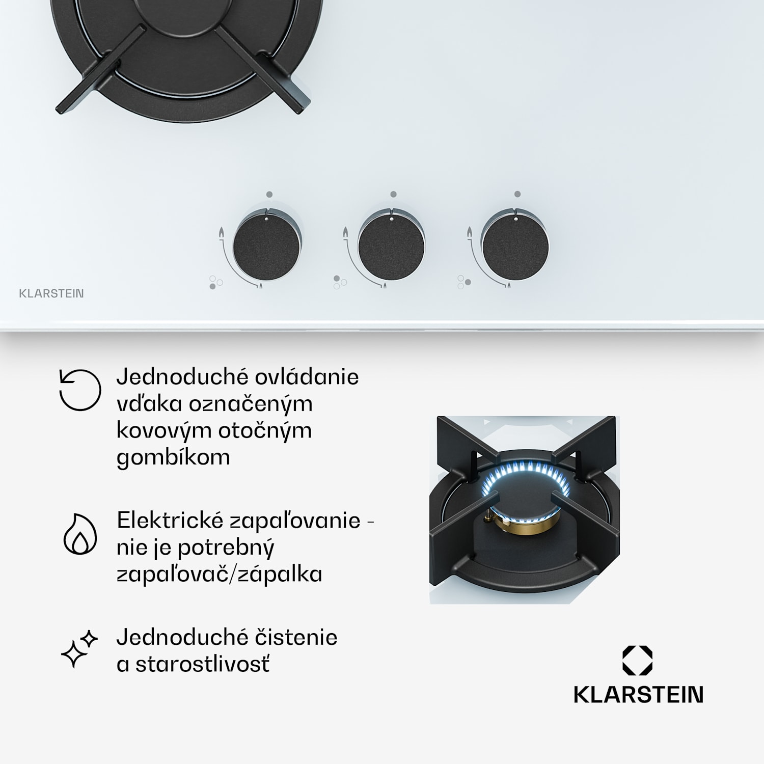 Goldflame plynová varná doska | 3 horáky s elektrickým zapaľovaním | zemný plyn a LPG | 5800 W | 45 cm 