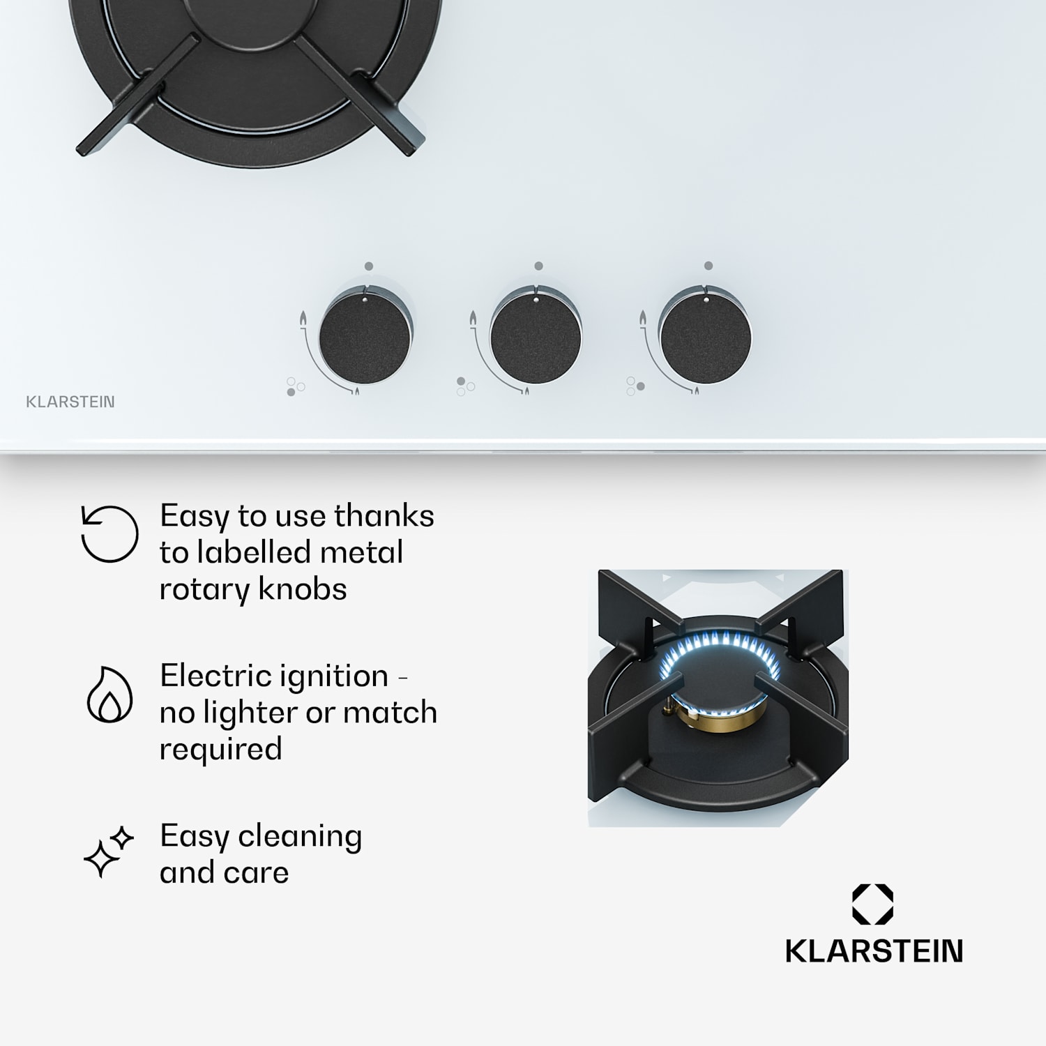 Goldflame gaskookplaat | 3-pits met elektrische ontsteking | aardgas & LPG | 5800 W | 45 cm 