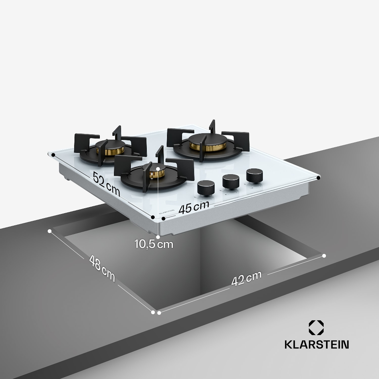 Placa de gas Goldflame | 3 quemadores con encendido eléctrico | Gas natural y GLP | 5800 W | 45 cm 