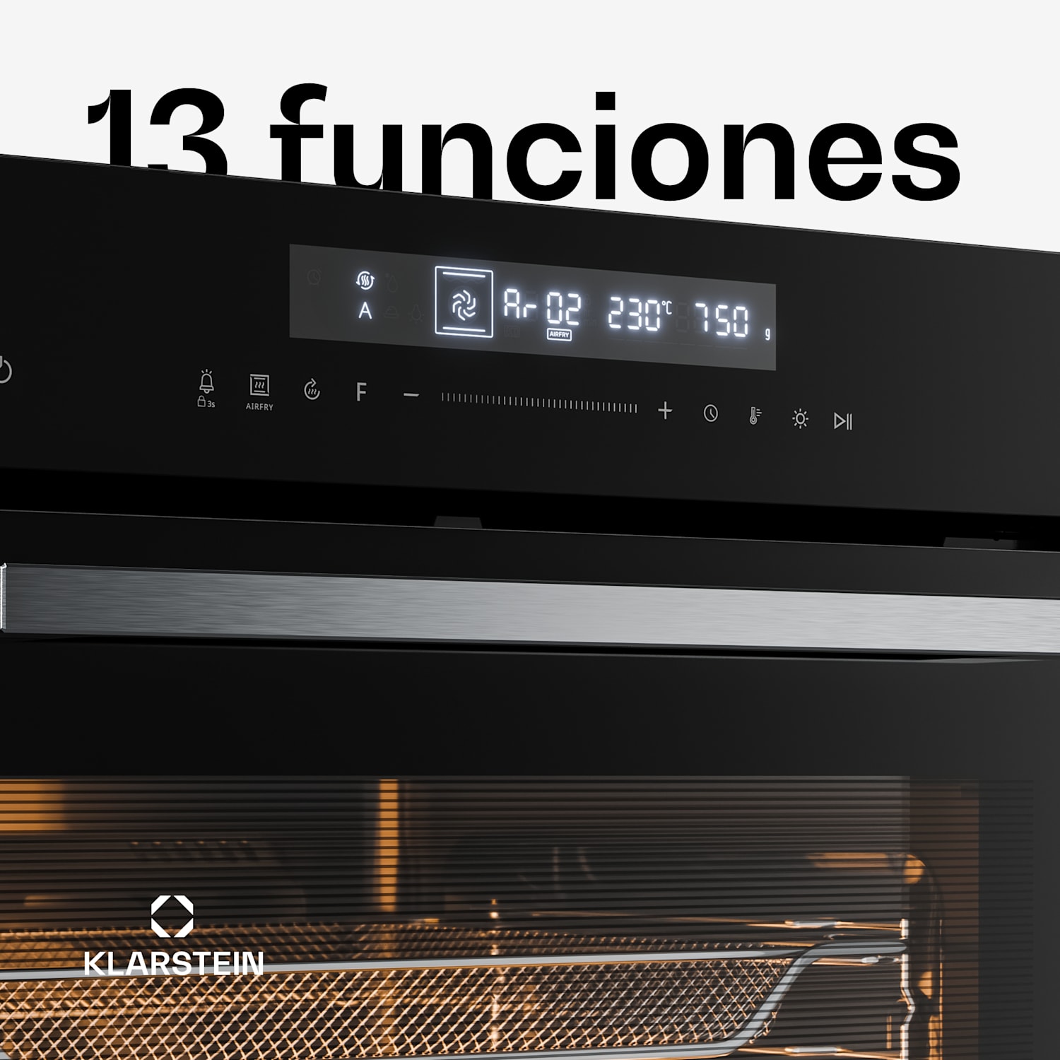 Airjet horno eléctrico con función de freír al aire | 2900 W | 72 l | 60 cm Negro