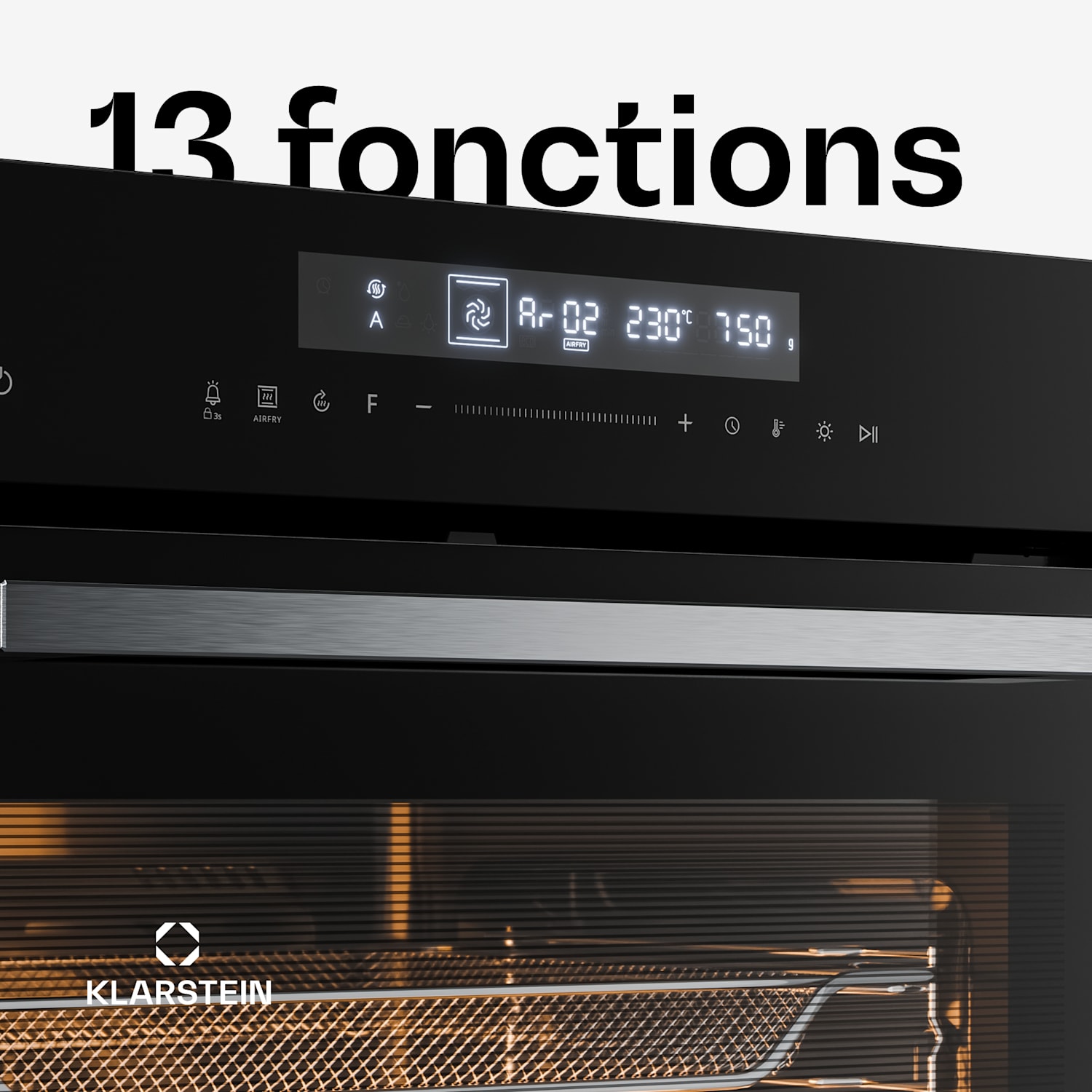 Airjet oven | elektrische oven met airfryer functie | 2900 W | 72 L | 60 cm Zwart