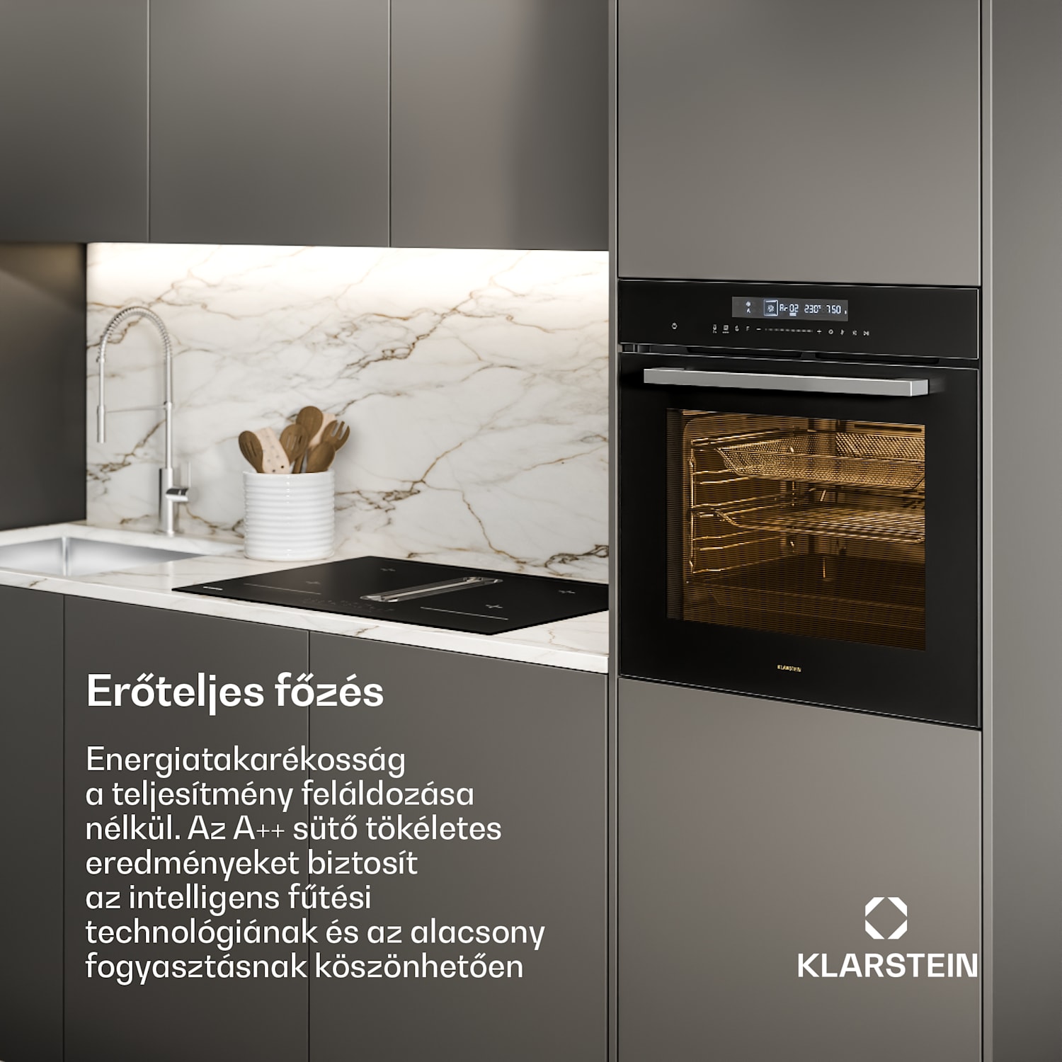 Airjet sütő | Elektromos sütő fritőz funkcióval | 2900 W | 72 l | 60 cm Fekete