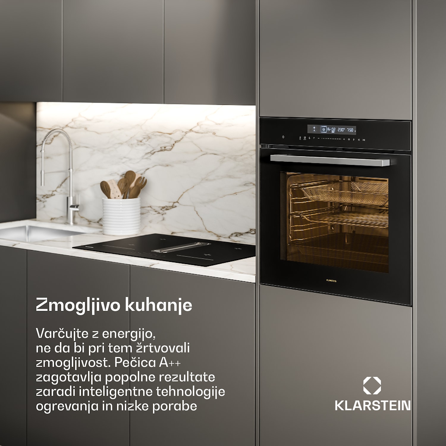 Airjet pečica | Električna pečica s funkcijo cvrtja | 2900 W | 72 l | 60 cm Črna