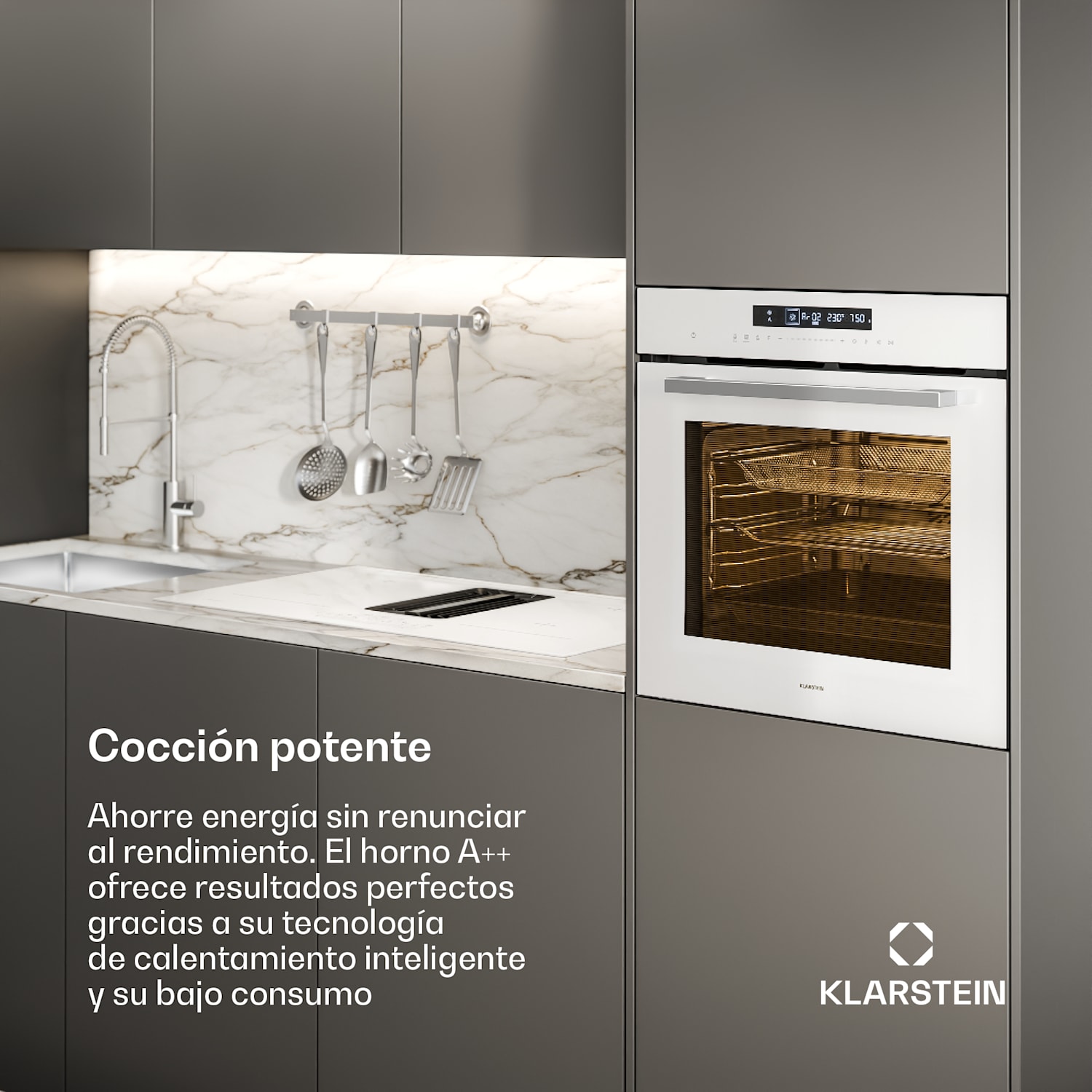 Horno Airjet | Cocina eléctrica con función Airfryer | 2900 W | 72 l | 60 cm Blanco