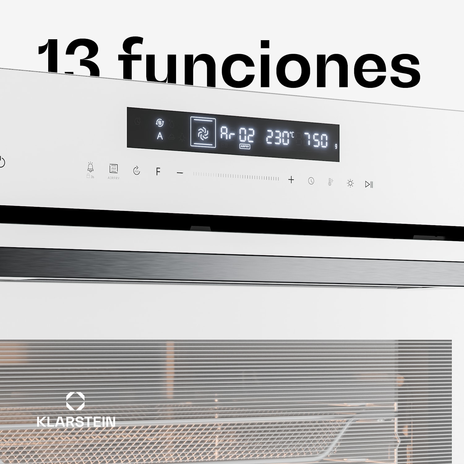 Horno Airjet | Cocina eléctrica con función Airfryer | 2900 W | 72 l | 60 cm Blanco