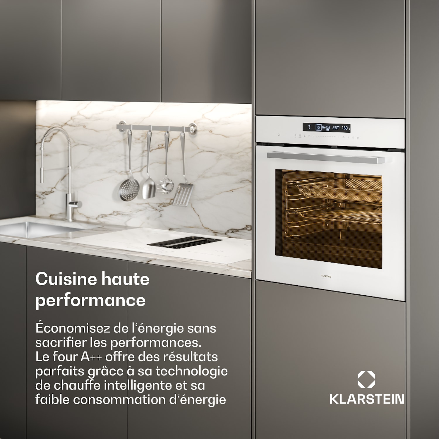 Airjet oven | elektrische oven met airfryer functie | 2900 W | 72 L | 60 cm Wit