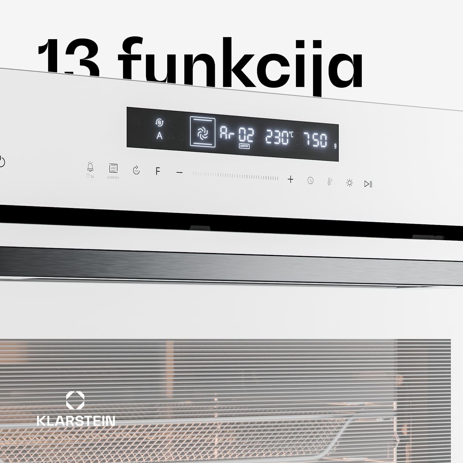 Pećnica Airjet | Električna pećnica s funkcijom friteze | 2900 W | 72 L | 60 cm Bijela