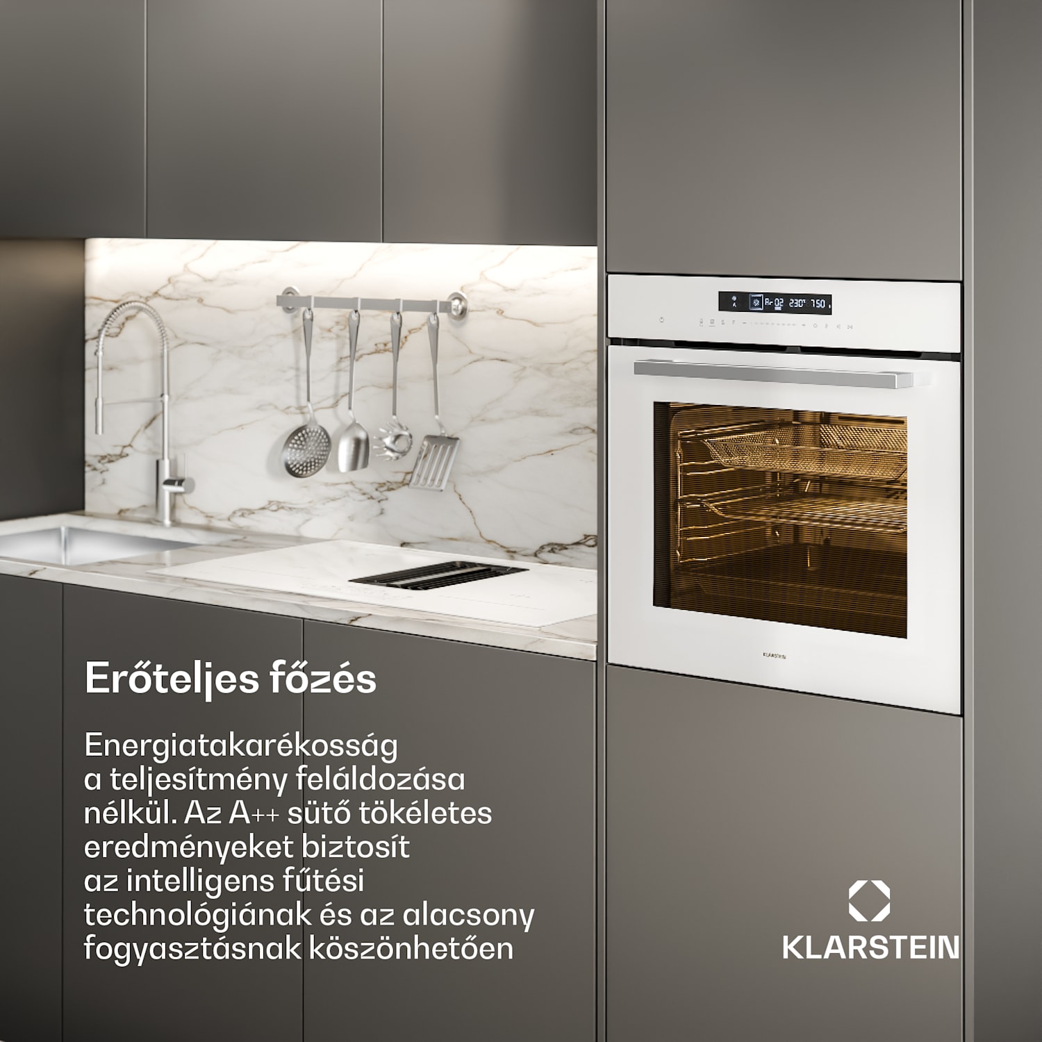 Airjet sütő | Elektromos sütő fritőz funkcióval | 2900 W | 72 l | 60 cm Fehér