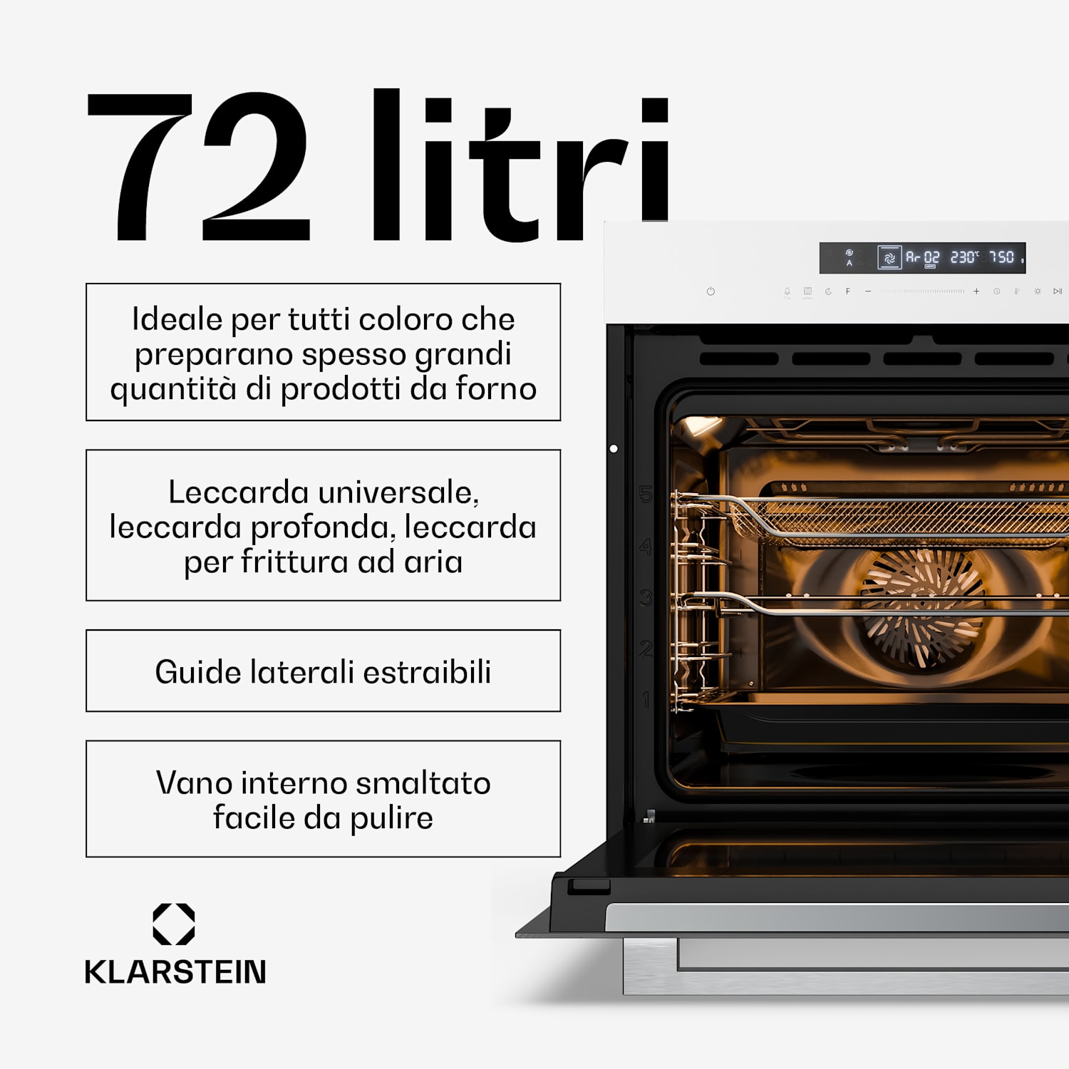 Airjet | Forno elettrico con funzione di frittura ad aria | 2900 W | 72 l | 60 cm Bianco