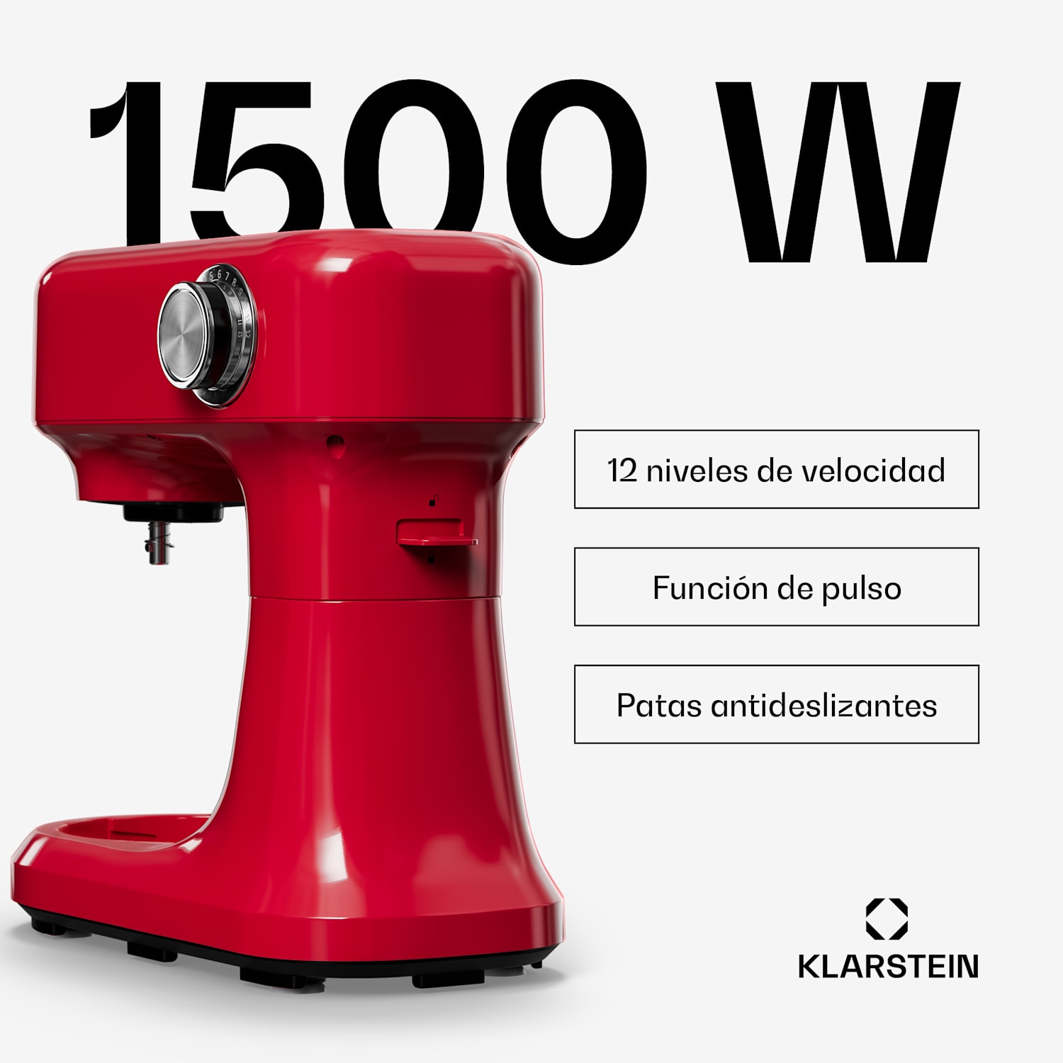 Bella Evo robot de cocina | Sistema de mezcla planetaria | 3 accesorios para batir | 1500 W | 5 l Rojo