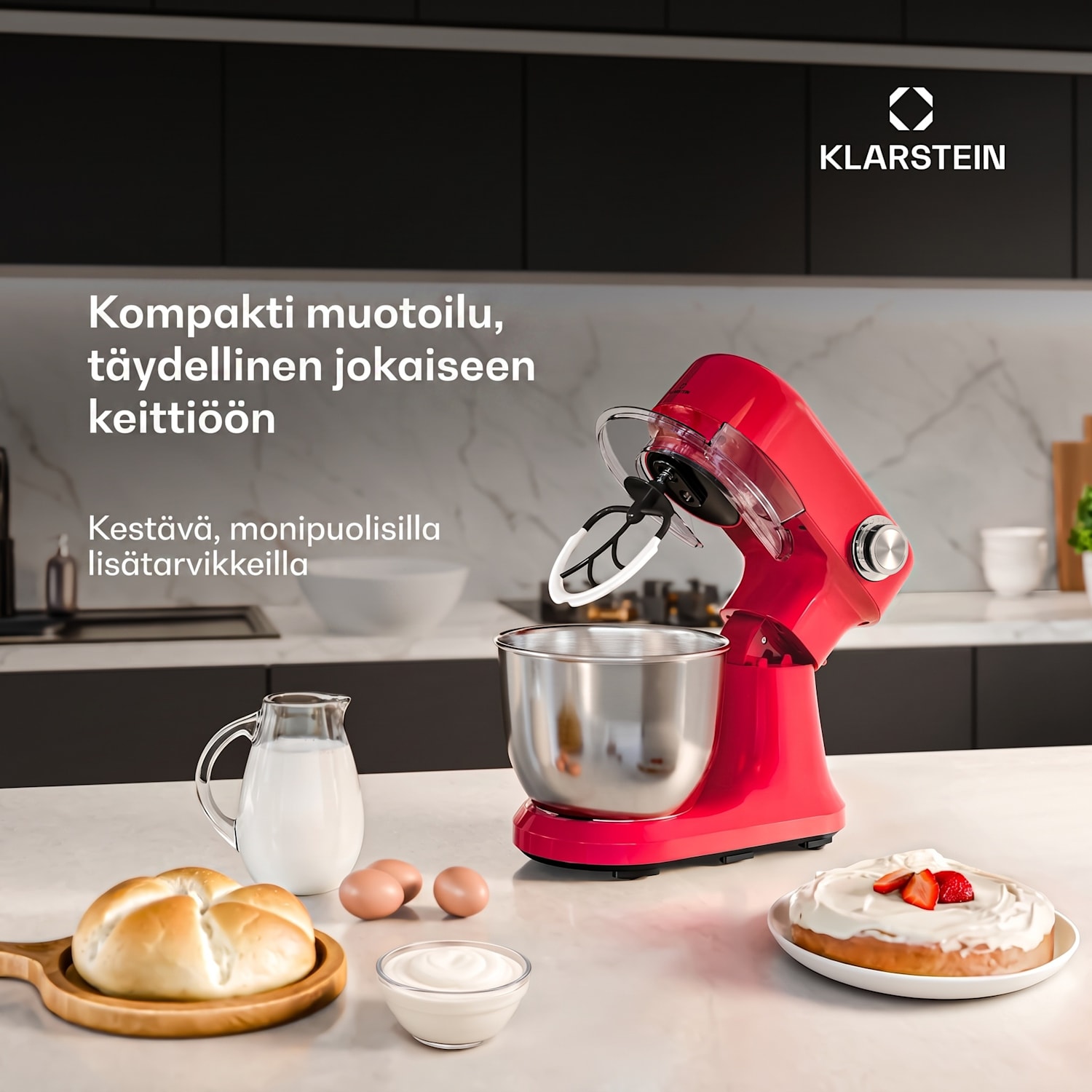 Bella Evo yleiskone | planetaarinen sekoitusjärjestelmä | 3 sekoituslisäosaa | 1500 W | 5 l Punainen