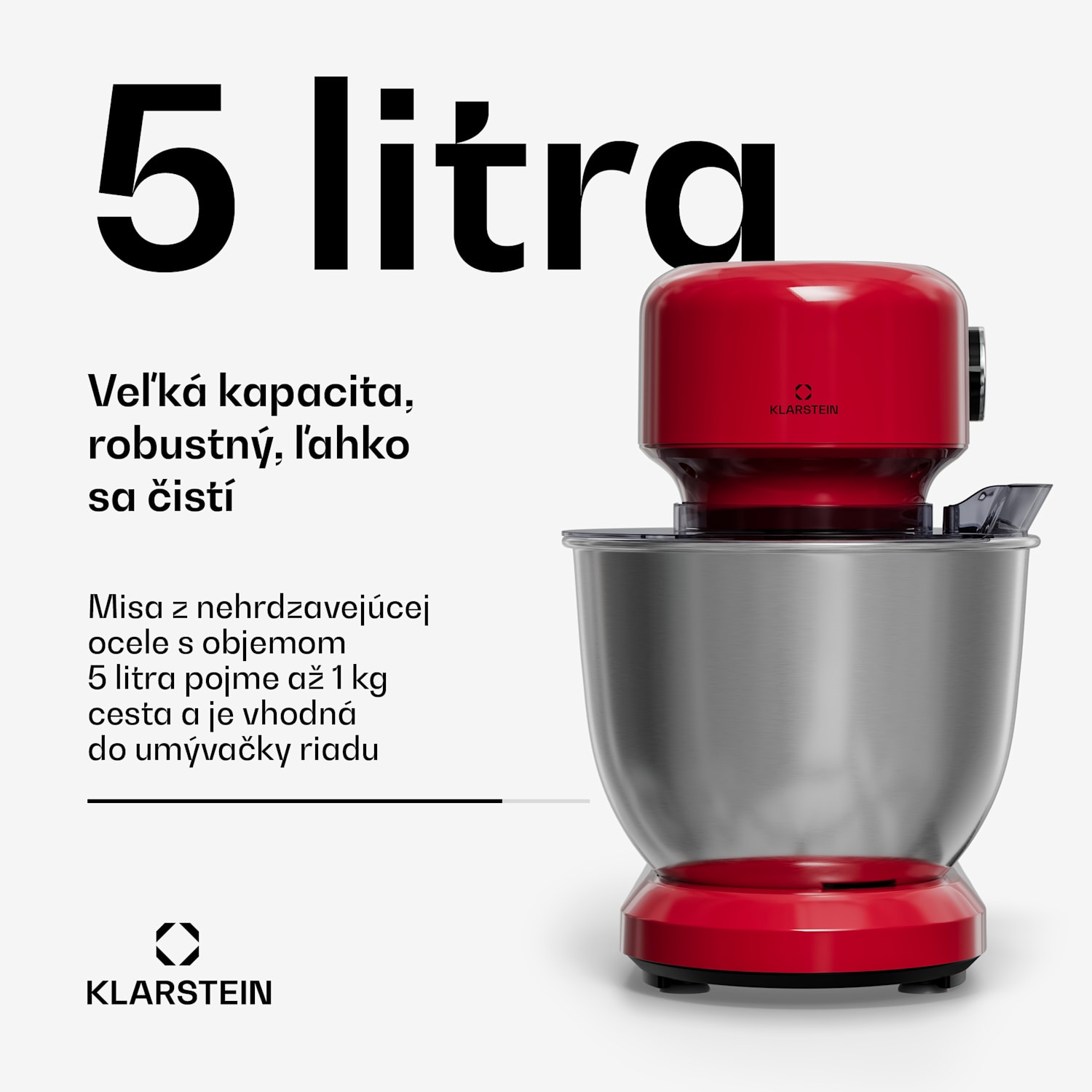 Bella Evo kuchynský robot | planetárny miešací systém | 3 nástavce na mixovanie | 1500 W | 5 l Červená
