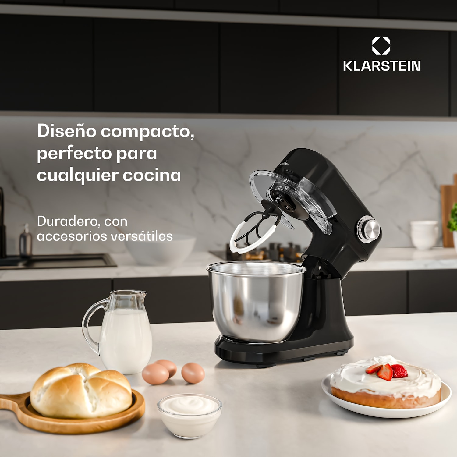 Bella Evo robot de cocina | Sistema de mezcla planetario | 3 accesorios para batir | 1500 W | 5 l Negro