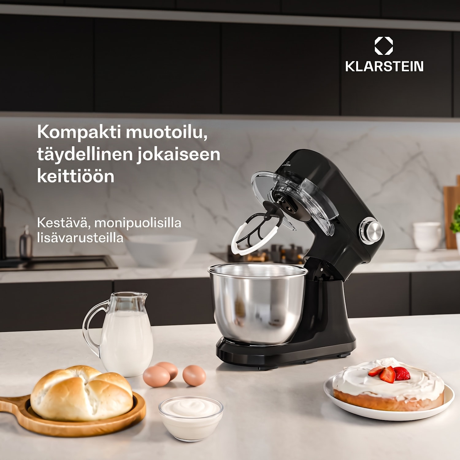 Bella Evo yleiskone | planetaarinen sekoitusjärjestelmä | 3 sekoituslisäosaa | 1500 W | 5 l Musta