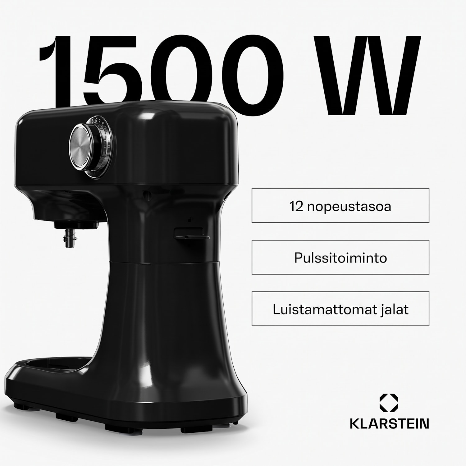 Bella Evo yleiskone | planetaarinen sekoitusjärjestelmä | 3 sekoituslisäosaa | 1500 W | 5 l Musta