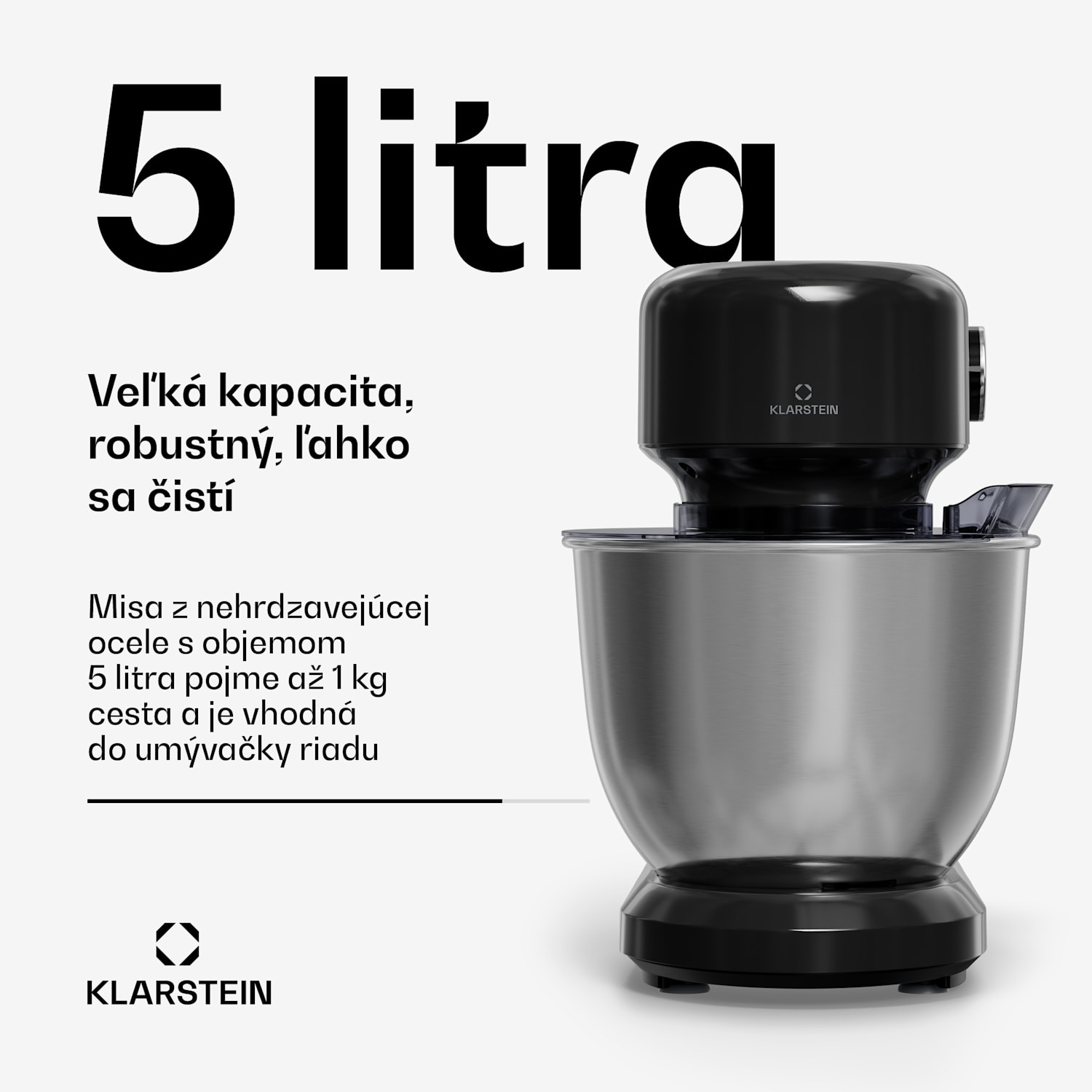 Bella Evo kuchynský robot | planetárny miešací systém | 3 nástavce na mixovanie | 1500 W | 5 l Čierna