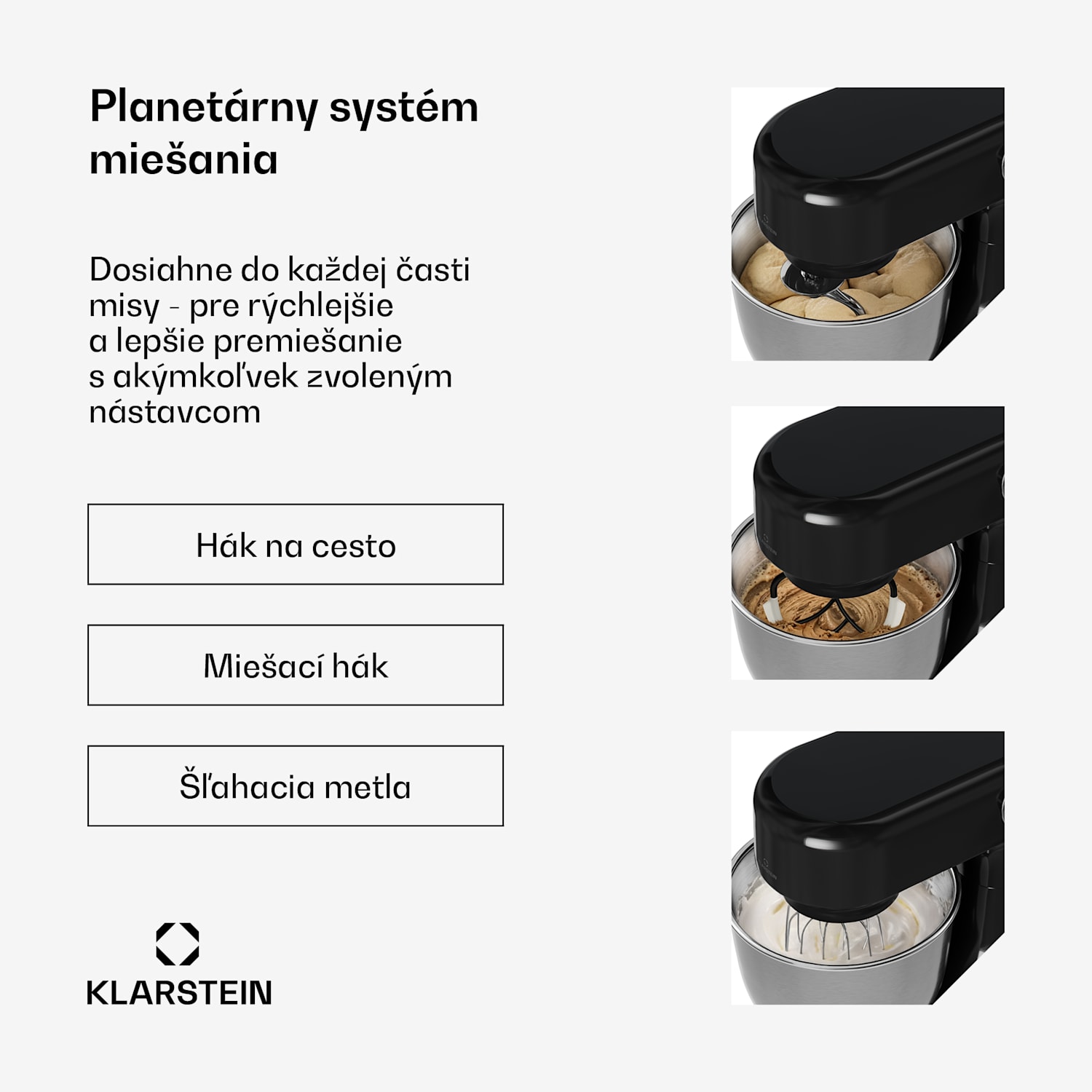Bella Evo kuchynský robot | planetárny miešací systém | 3 nástavce na mixovanie | 1500 W | 5 l Čierna