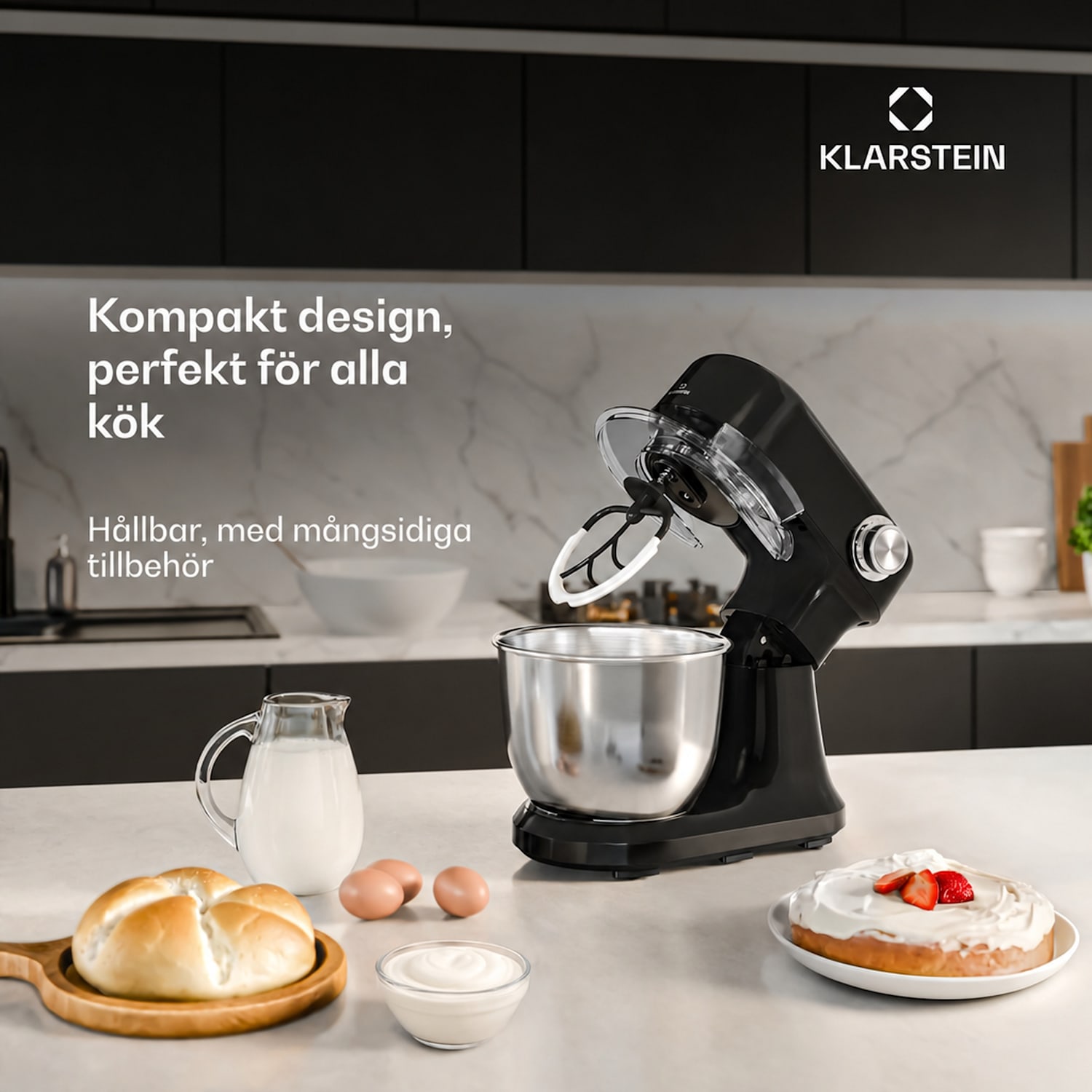Bella Evo köksmaskin | Planetariskt vispsystem | 3 visptillbehör | 1500 W | 5 l Svart