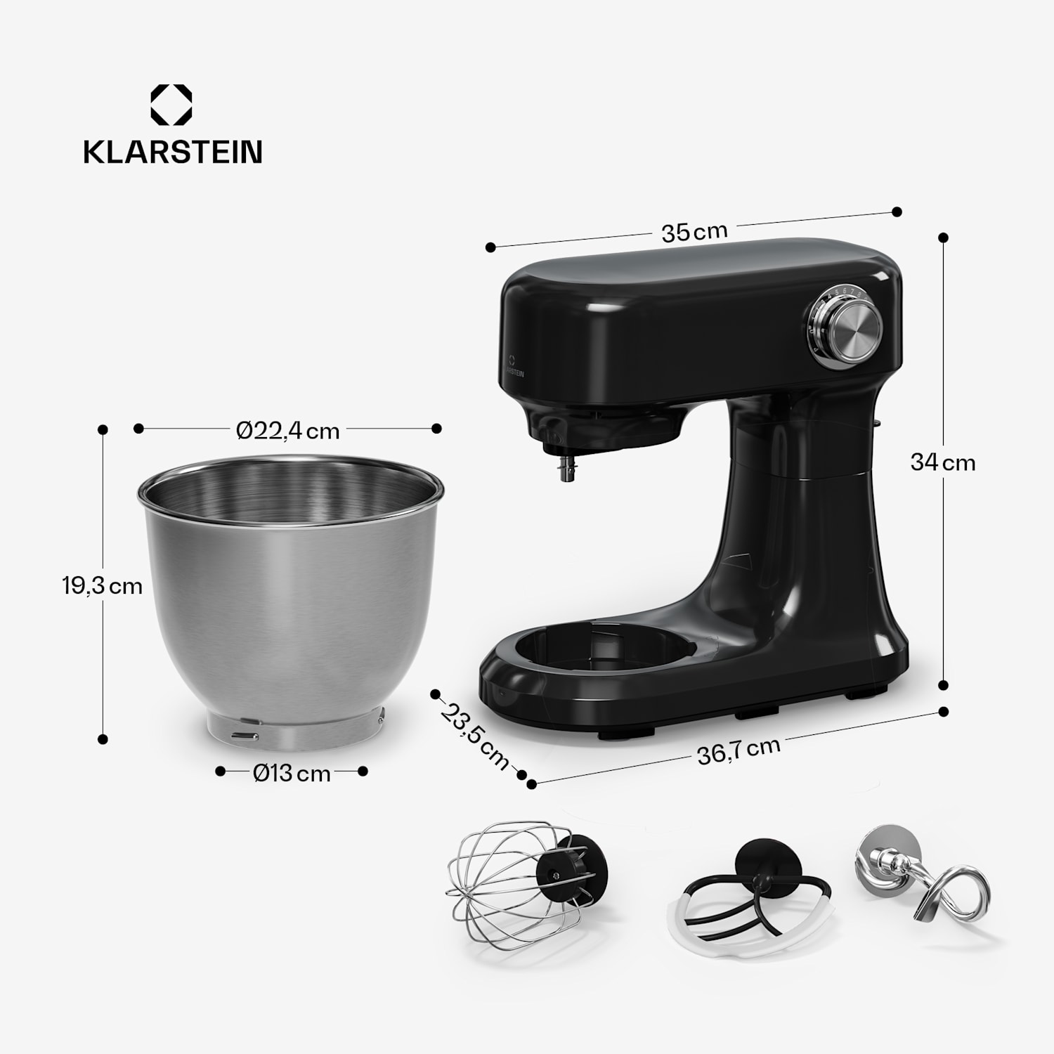 Bella Evo konyhai robotgép | bolygókeverő rendszer | 3 keverőfelszerelés | 1500 W | 5 l Fekete