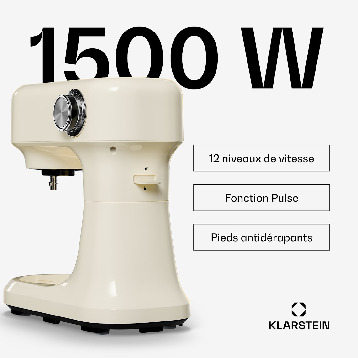 Bella Evo keukenmachine | planetair roersysteem | 3 roerhaken | 1500 W | 5 L Crème