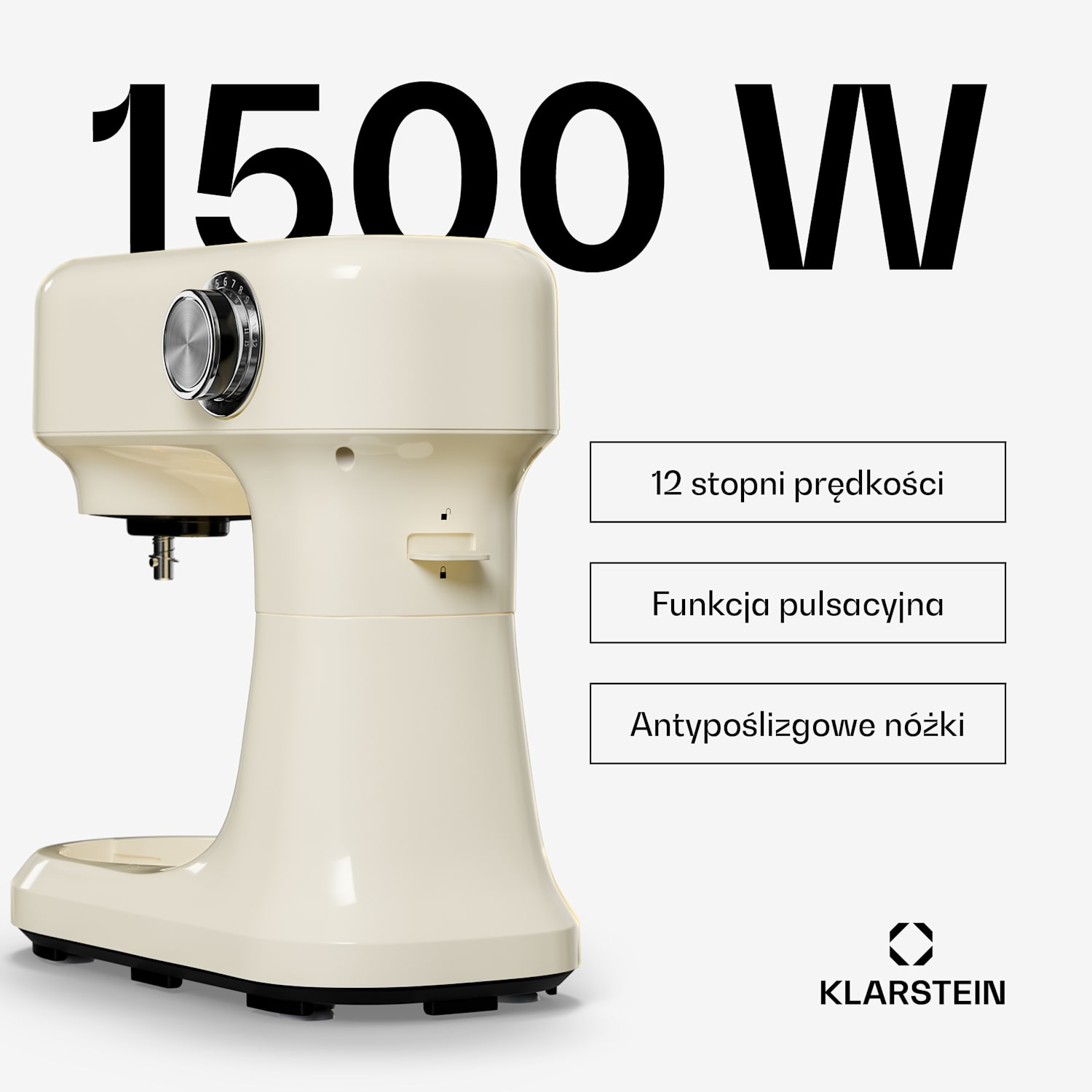 Bella Evo robot kuchenny | System mieszania planetarnego | 3 końcówki mieszające | 1500 W | 5 l Kremowy