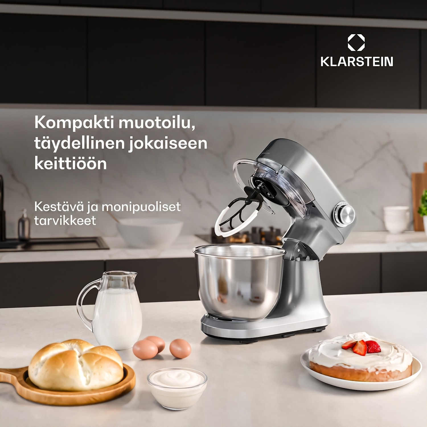 Bella Evo yleiskone | planetaarinen sekoitusjärjestelmä | 3 sekoituslisäosaa | 1500 W | 5 l Hopea