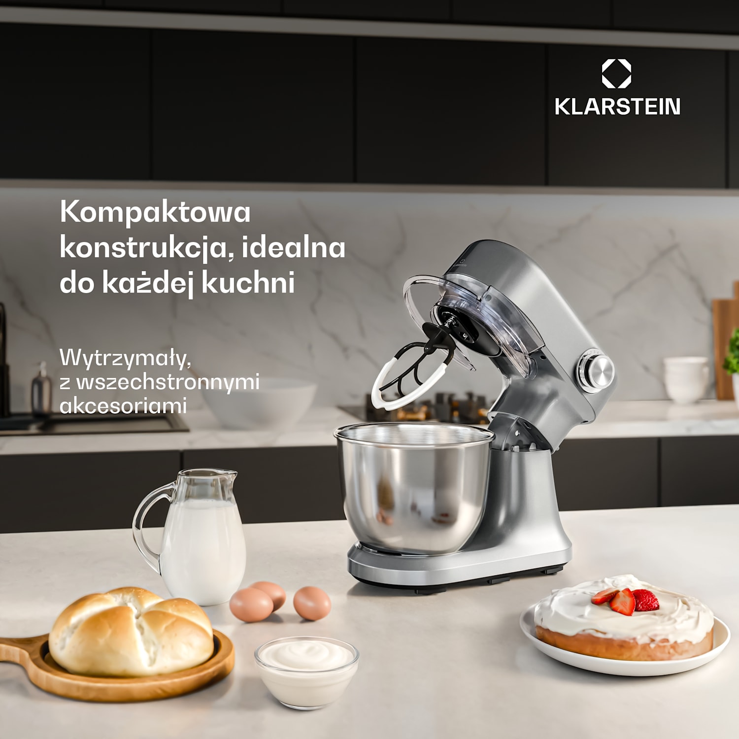 Bella Evo robot kuchenny | system planetarny | 3 końcówki mieszające | 1500 W | 5 l Srebrny