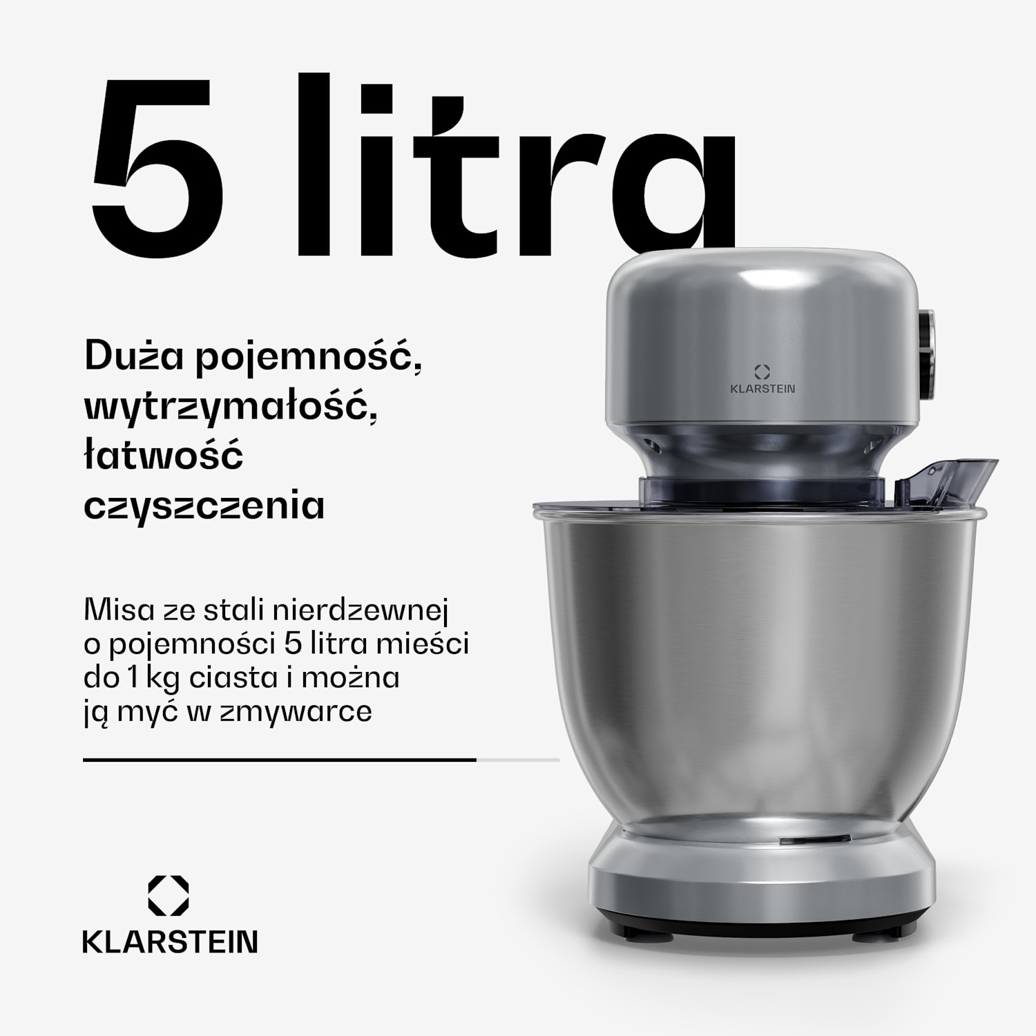Bella Evo robot kuchenny | system planetarny | 3 końcówki mieszające | 1500 W | 5 l Srebrny