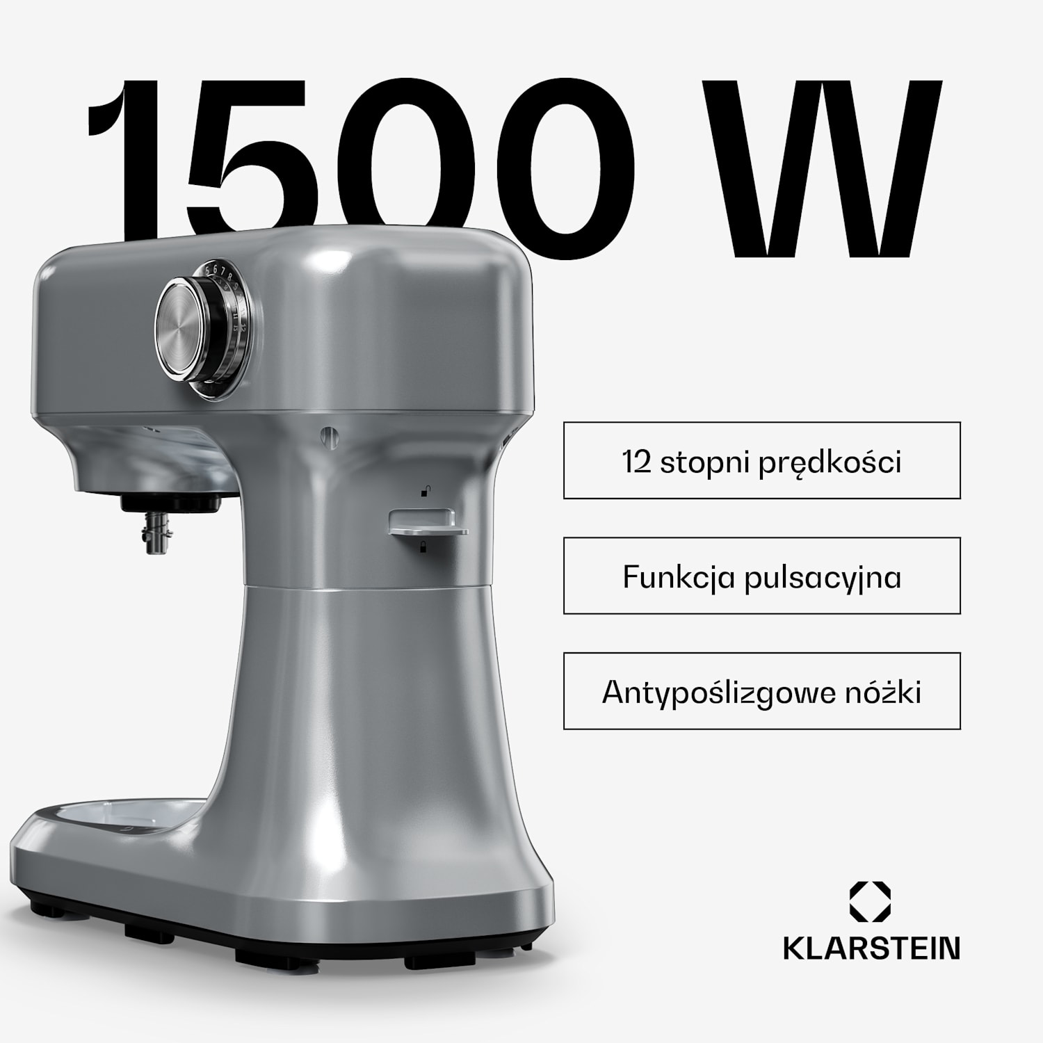 Bella Evo robot kuchenny | system planetarny | 3 końcówki mieszające | 1500 W | 5 l Srebrny