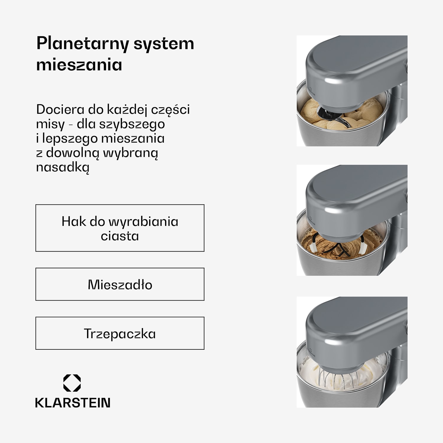 Bella Evo robot kuchenny | system planetarny | 3 końcówki mieszające | 1500 W | 5 l Srebrny
