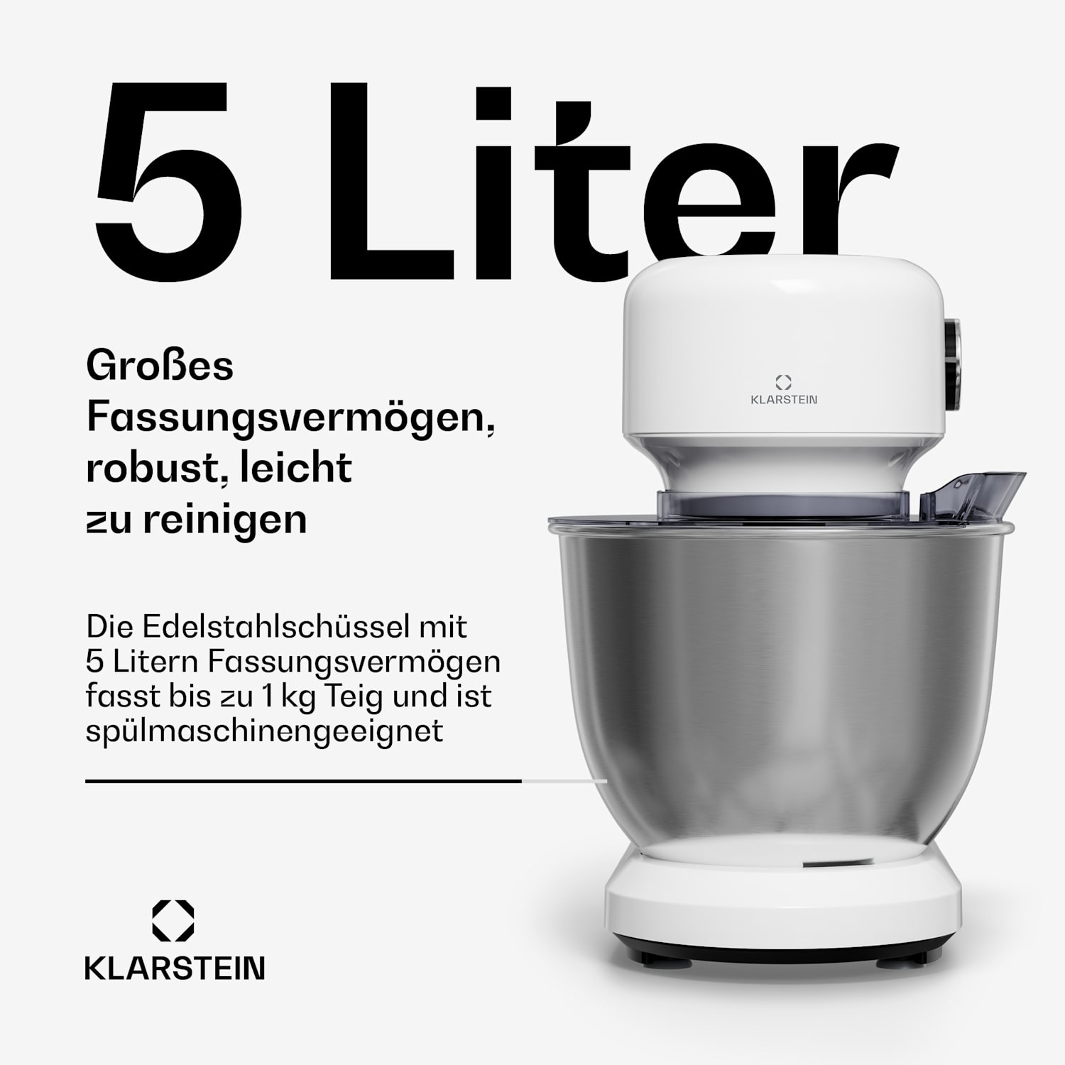 Bella Evo robot de cuisine | Système mélangeur planétaire | 3 accessoires mélangeurs | 1500 W | 5 l Blanc