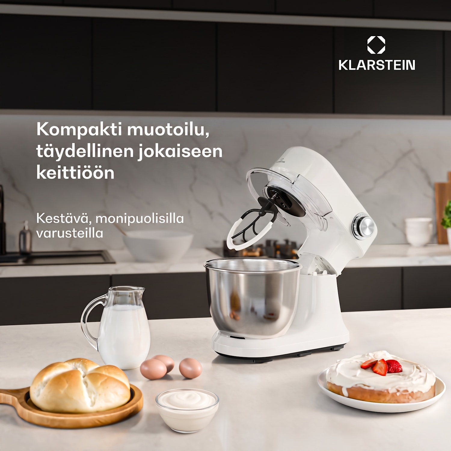 Bella Evo yleiskone | planetaarinen sekoitusjärjestelmä | 3 sekoituslisäosaa | 1500 W | 5 l Valkoinen