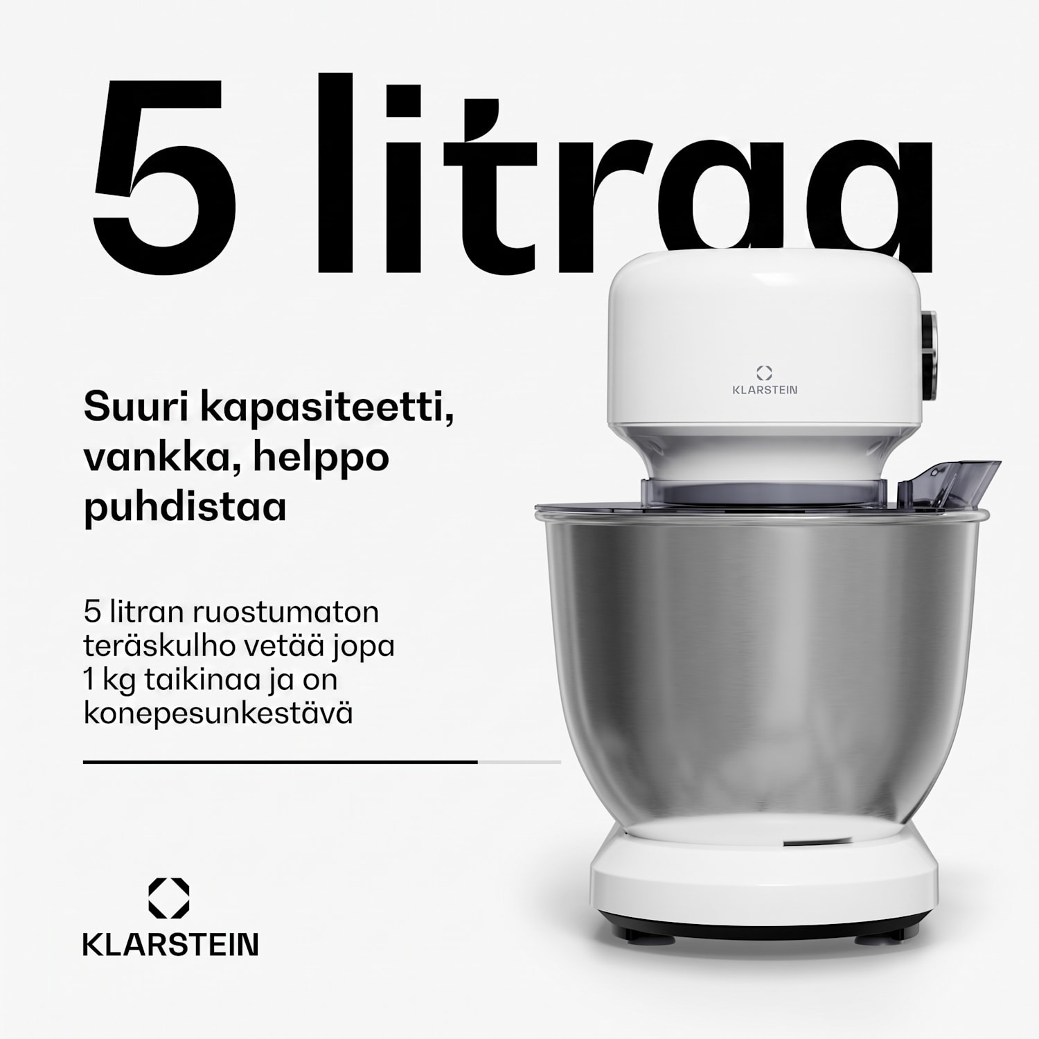 Bella Evo yleiskone | planetaarinen sekoitusjärjestelmä | 3 sekoituslisäosaa | 1500 W | 5 l Valkoinen
