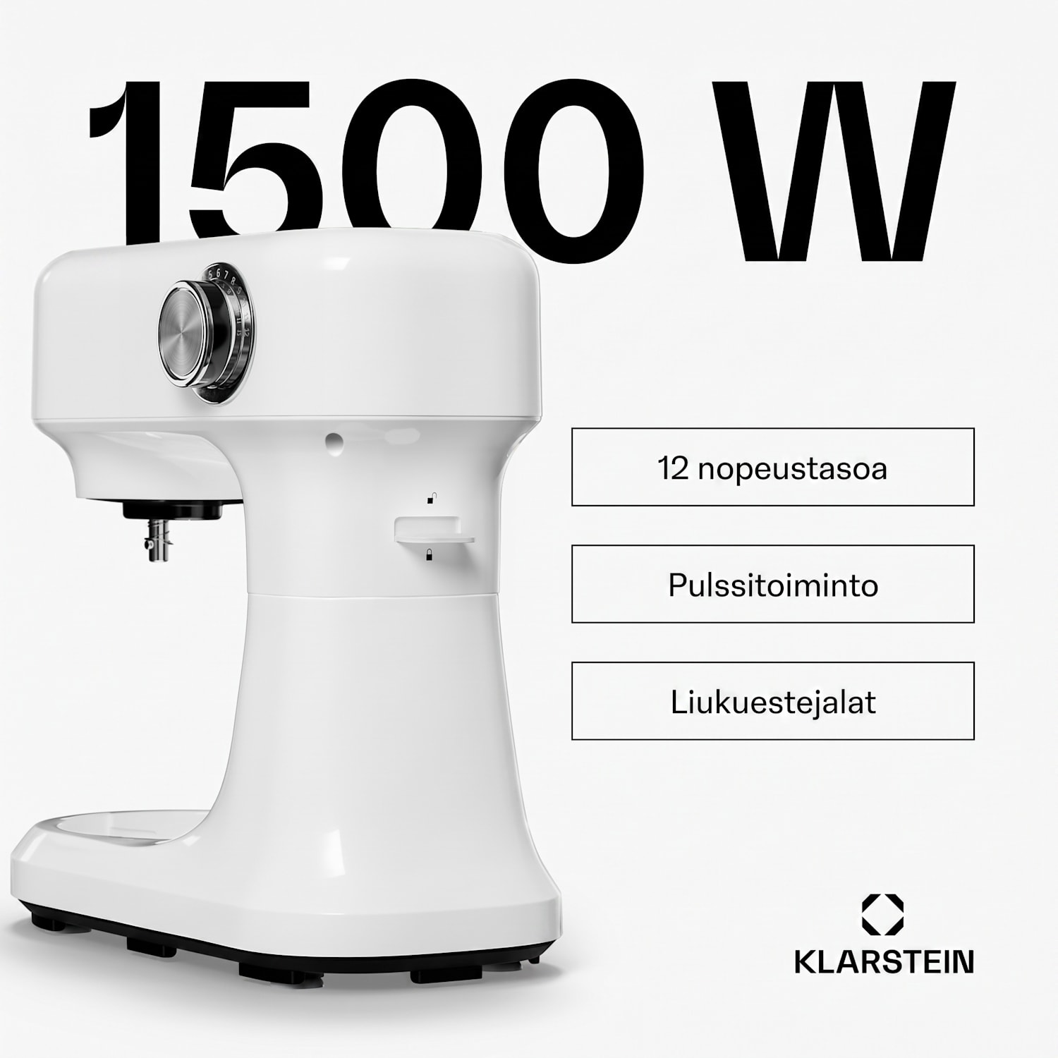 Bella Evo yleiskone | planetaarinen sekoitusjärjestelmä | 3 sekoituslisäosaa | 1500 W | 5 l Valkoinen