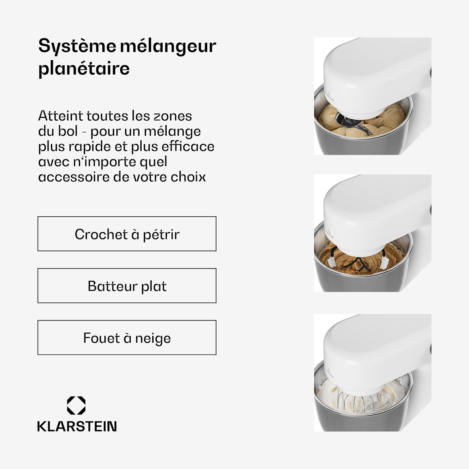 Bella Evo keukenmachine | planetair roersysteem | 3 roerhaken | 1500 W | 5 l Wit