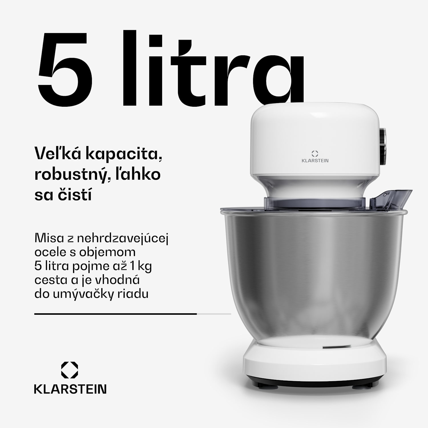Bella Evo kuchynský robot | planetárny miešací systém | 3 nástavce na mixovanie | 1500 W | 5 l Biela