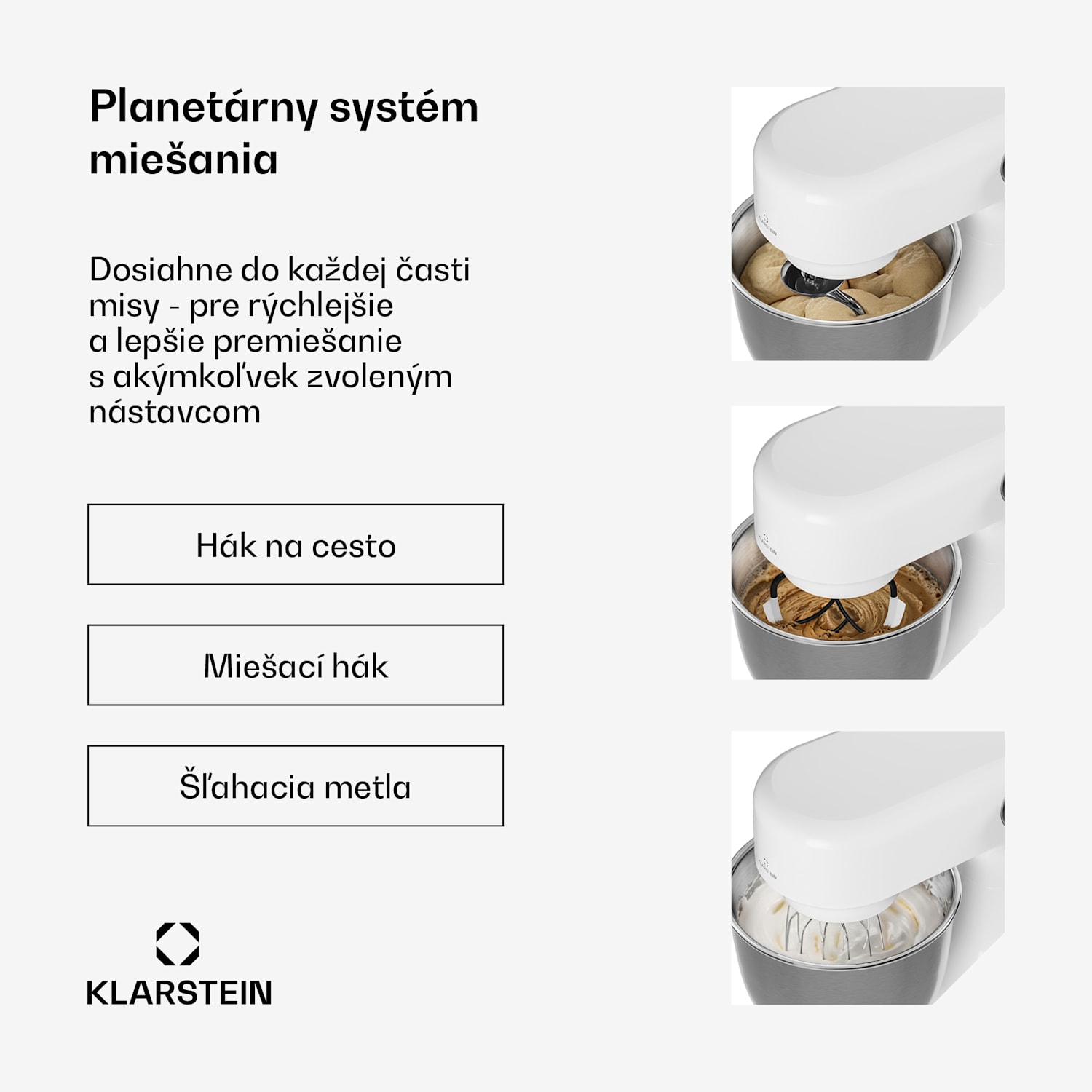 Bella Evo kuchynský robot | planetárny miešací systém | 3 nástavce na mixovanie | 1500 W | 5 l Biela