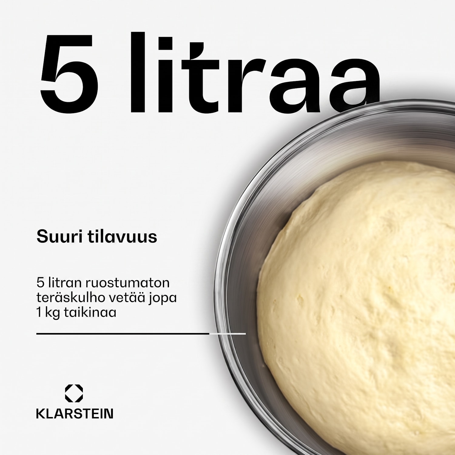 Bella Evo/Bella Pico sekoituskulho | Ruostumaton teräs | 5 litraa | 0,6 kg taikinaa | Astianpesukoneen kestävä 