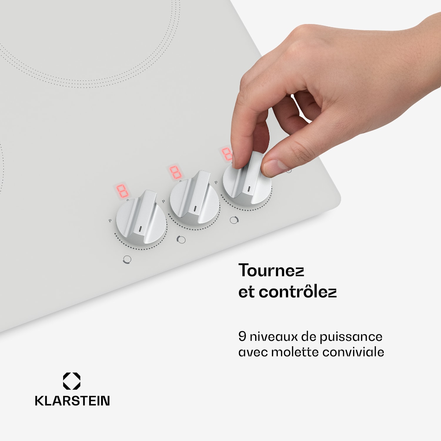 Kochheld inductiekookplaat | elegant & krachtig | 3 kookzones | 5700 W | 45 cm 45 cm | Wit