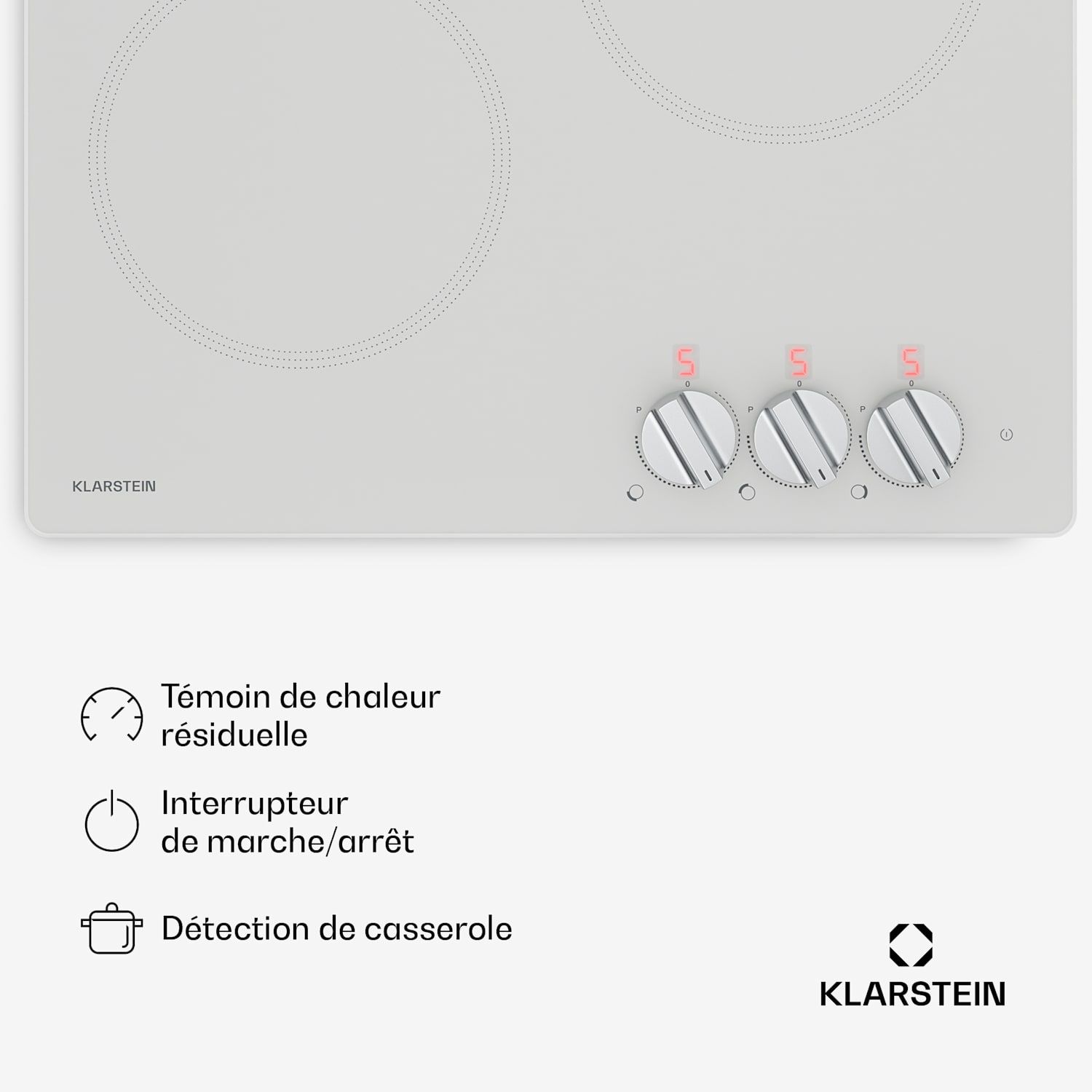 Kochheld inductiekookplaat | elegant & krachtig | 3 kookzones | 5700 W | 45 cm 45 cm | Wit