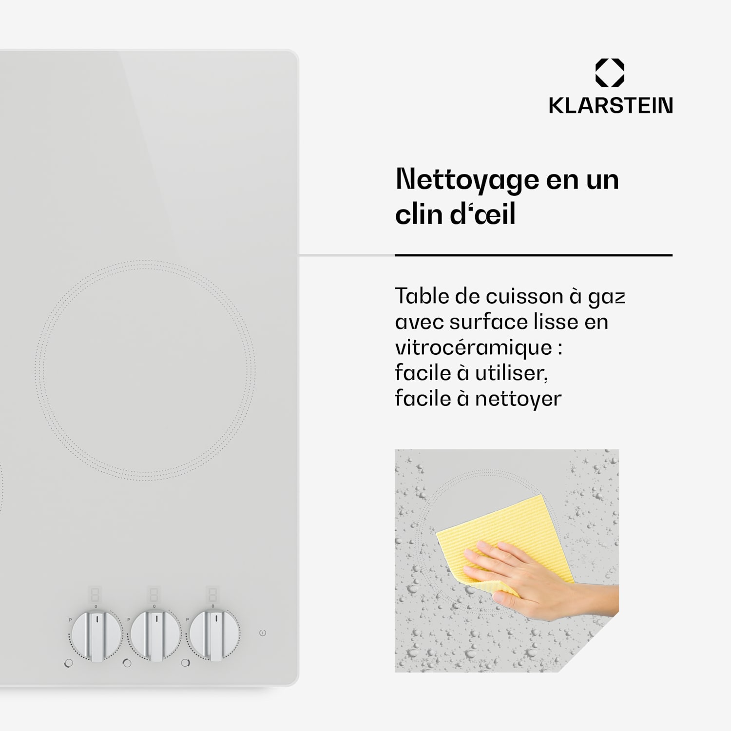 Kochheld inductiekookplaat | elegant & krachtig | 3 kookzones | 5700 W | 45 cm 45 cm | Wit