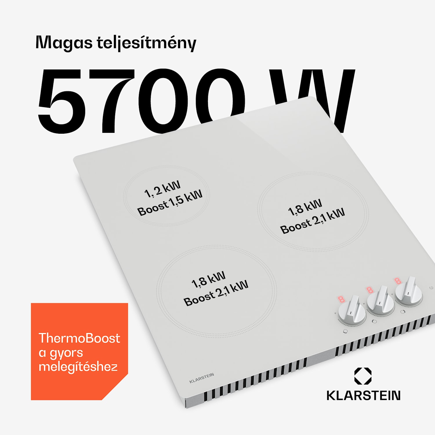 Kochheld indukciós főzőlap | Elegáns és erőteljes | 3 főzőzóna | 5700 W | 45 cm 45 cm | Fehér