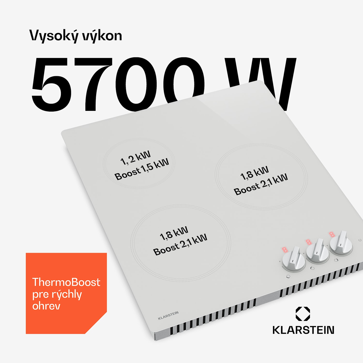 Kochheld indukčná varná doska | Elegantná a výkonná | 3 varné zóny | 5700 W | 45 cm 45 cm | Biela