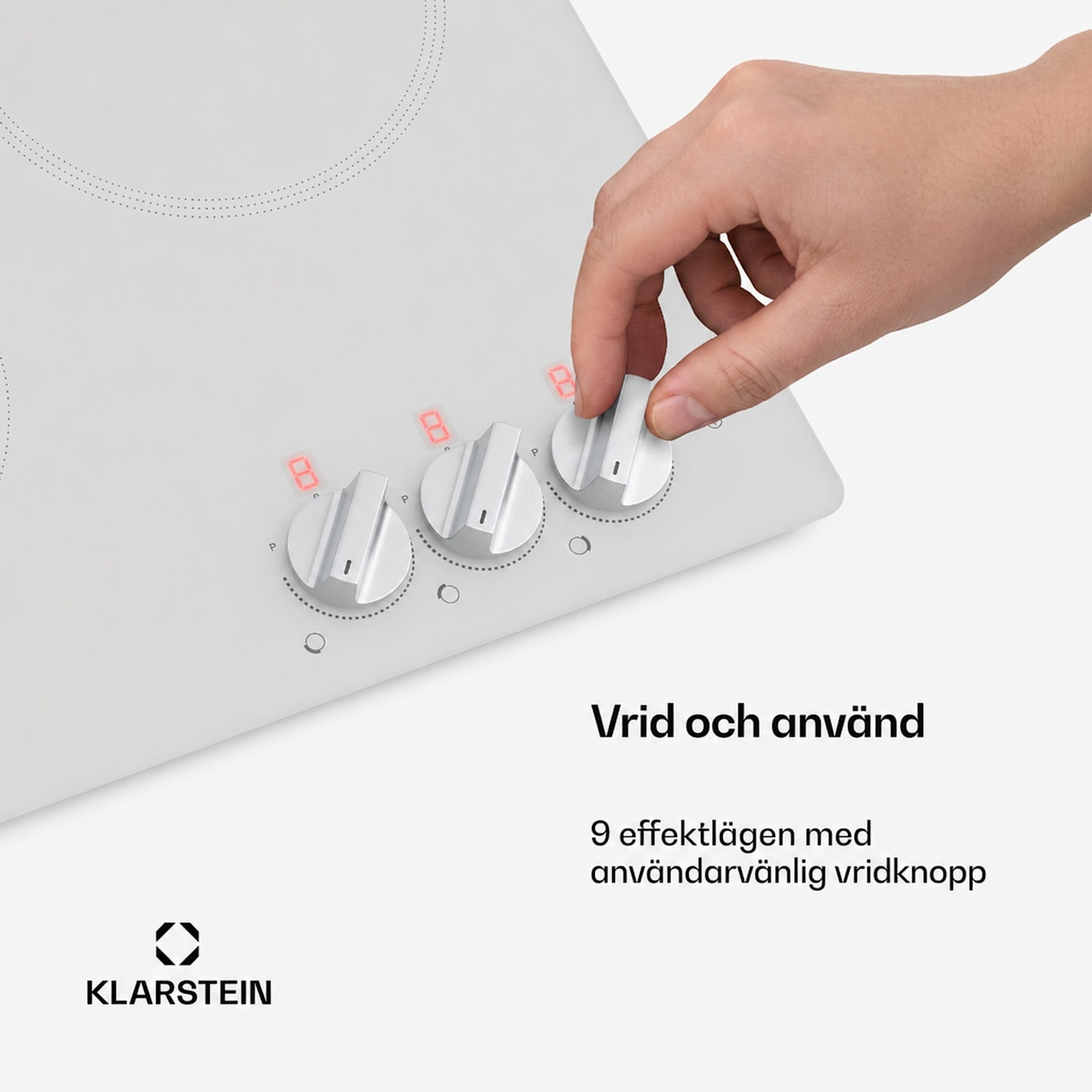Kochheld induktionshäll | Elegant & kraftfull | 3 kokzoner | 5 700 W | 45 cm 45 cm | Glänsande | Vit