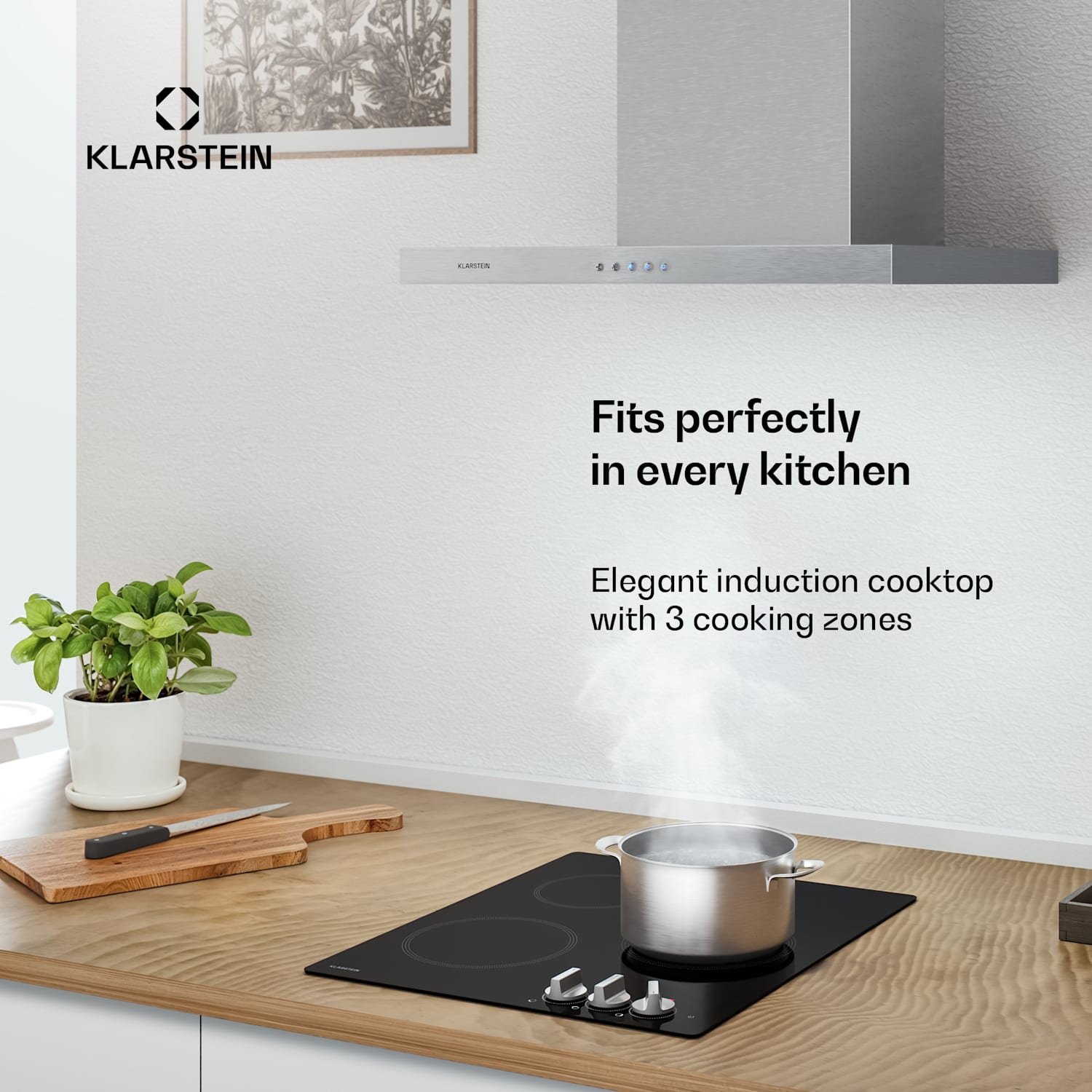 Kochheld placa de indução | Elegante e potente | 3 zonas de cozedura | 5700 W | 45 cm 45 cm | Branco