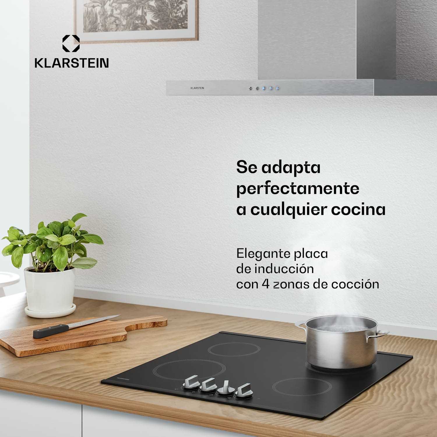 Kochheld placa de inducción | Elegante y potente | 4 zonas de cocción | 7200 W | 60 cm 60 cm | Negro