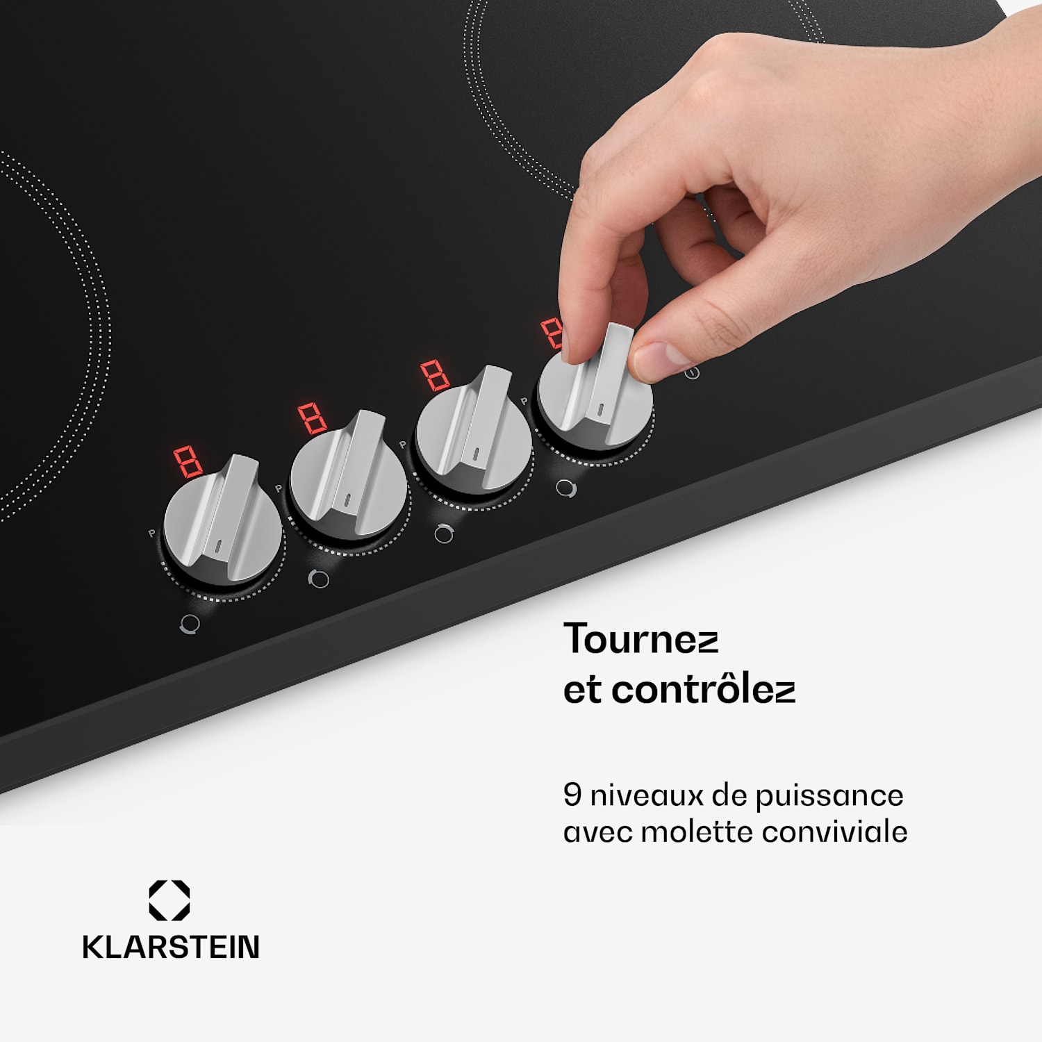 Kochheld inductiekookplaat | Elegant & krachtig | 4 kookzones | 7200 W | 60 cm 60 cm | Zwart