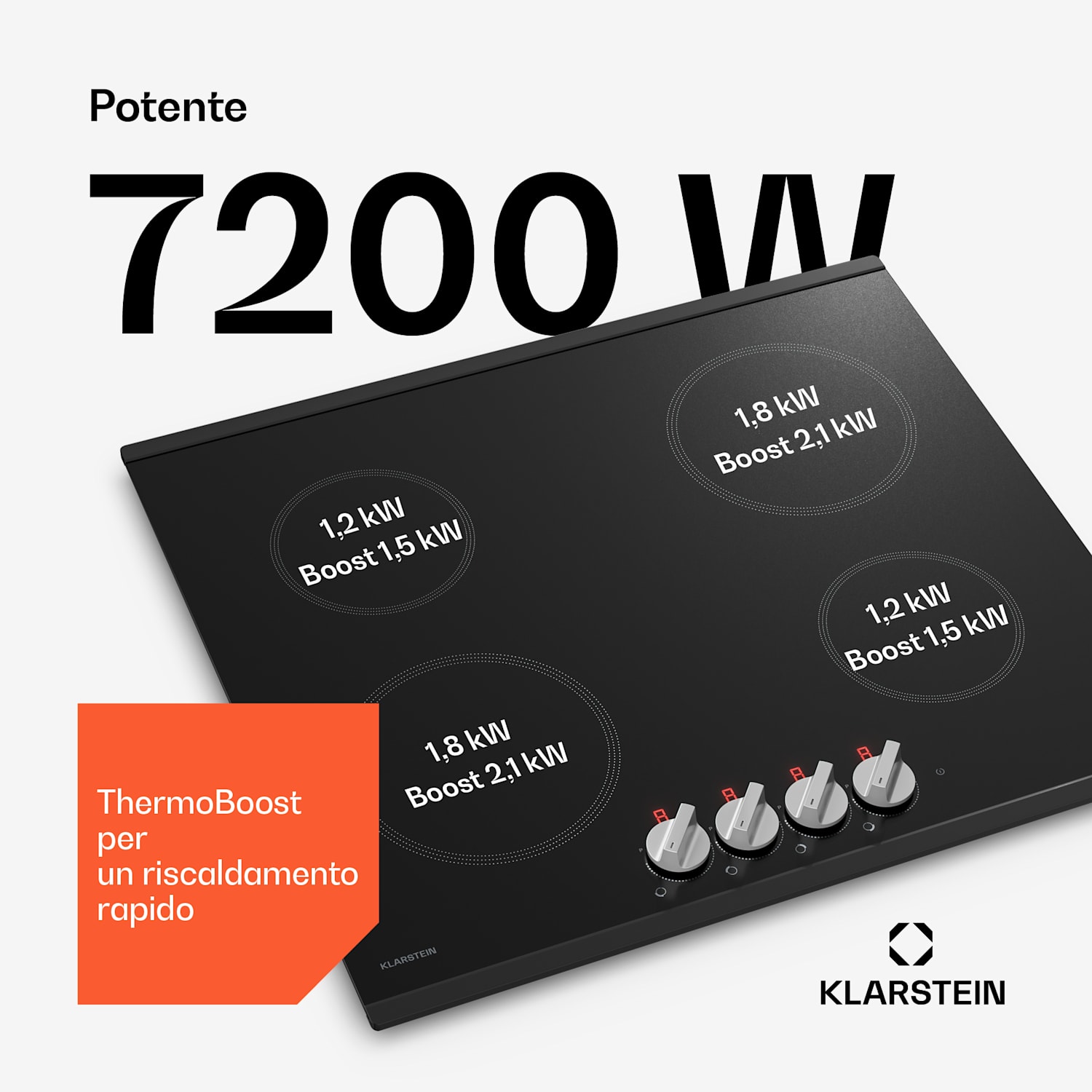 Kochheld piano cottura a induzione | Elegante e potente | 4 zone cottura | 7200 W | 60 cm 60 cm | Preto